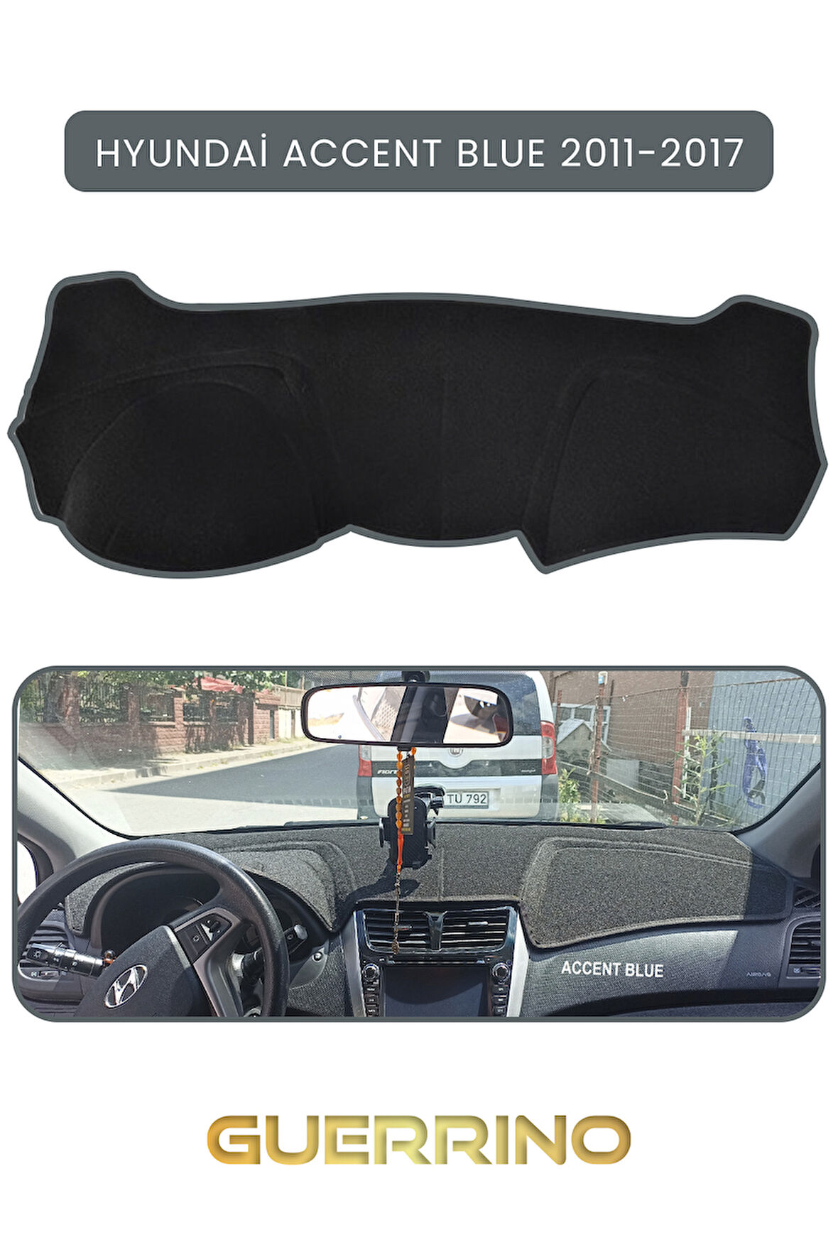 HYUNDAİ ACCENT BLUE 2011-2017TORPİDO KORUMA HALISI GRİ KENAR