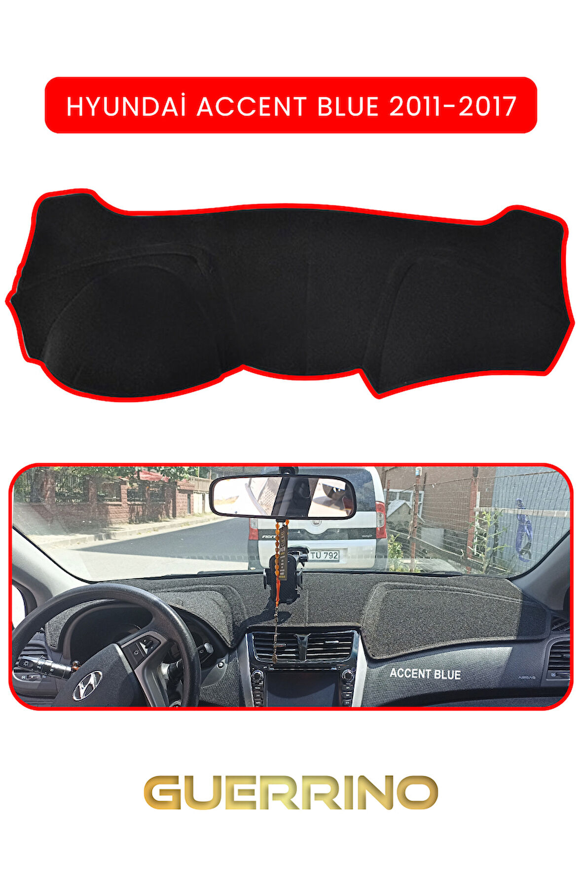 HYUNDAİ ACCENT BLUE 2011-2017TORPİDO KORUMA HALISI KIRMIZI KENAR