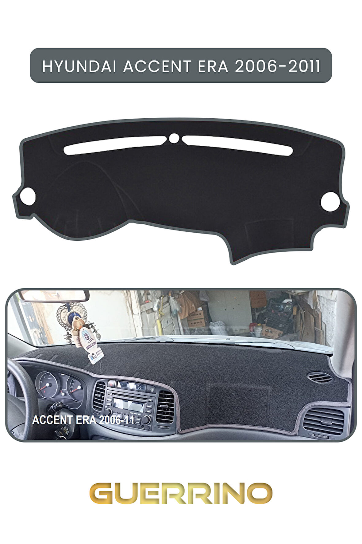 HYUNDAİ ACCENT ERA 2006-2011TORPİDO KORUMA HALISI GRİ KENAR