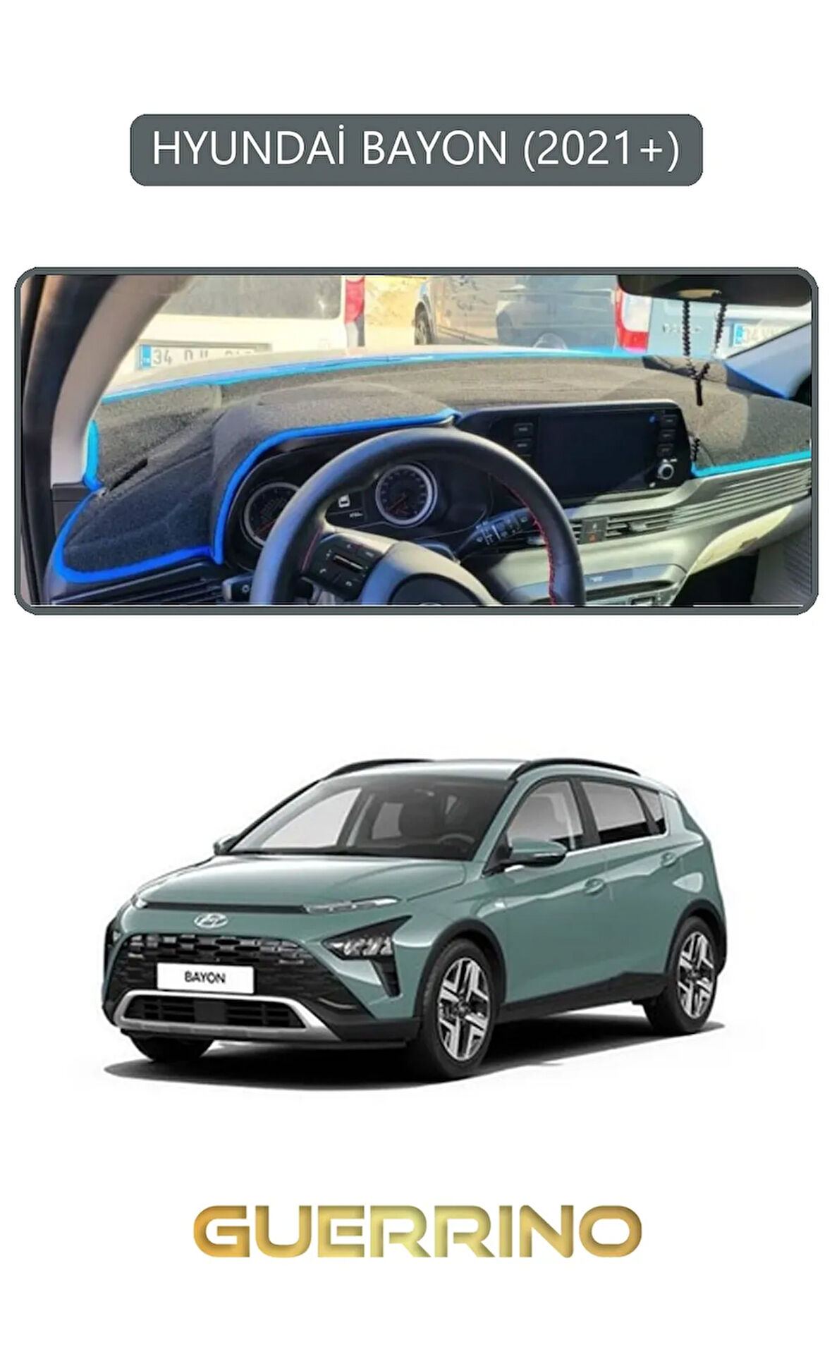 HYUNDAİ BAYON 2021+TORPİDO KORUMA HALISI GRİ KENAR