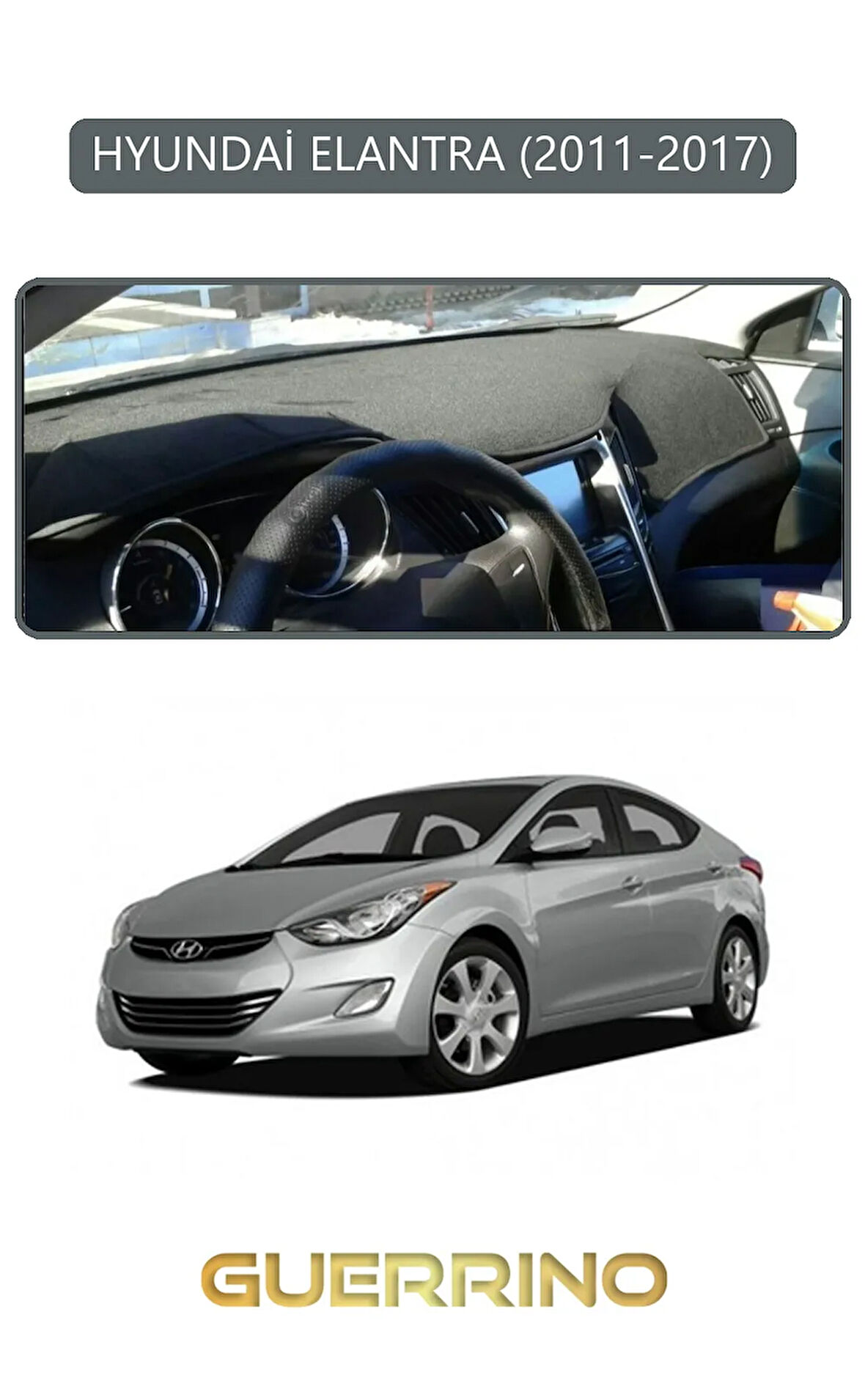 HYUNDAİ ELANTRA 2011-2017TORPİDO KORUMA HALISI GRİ KENAR