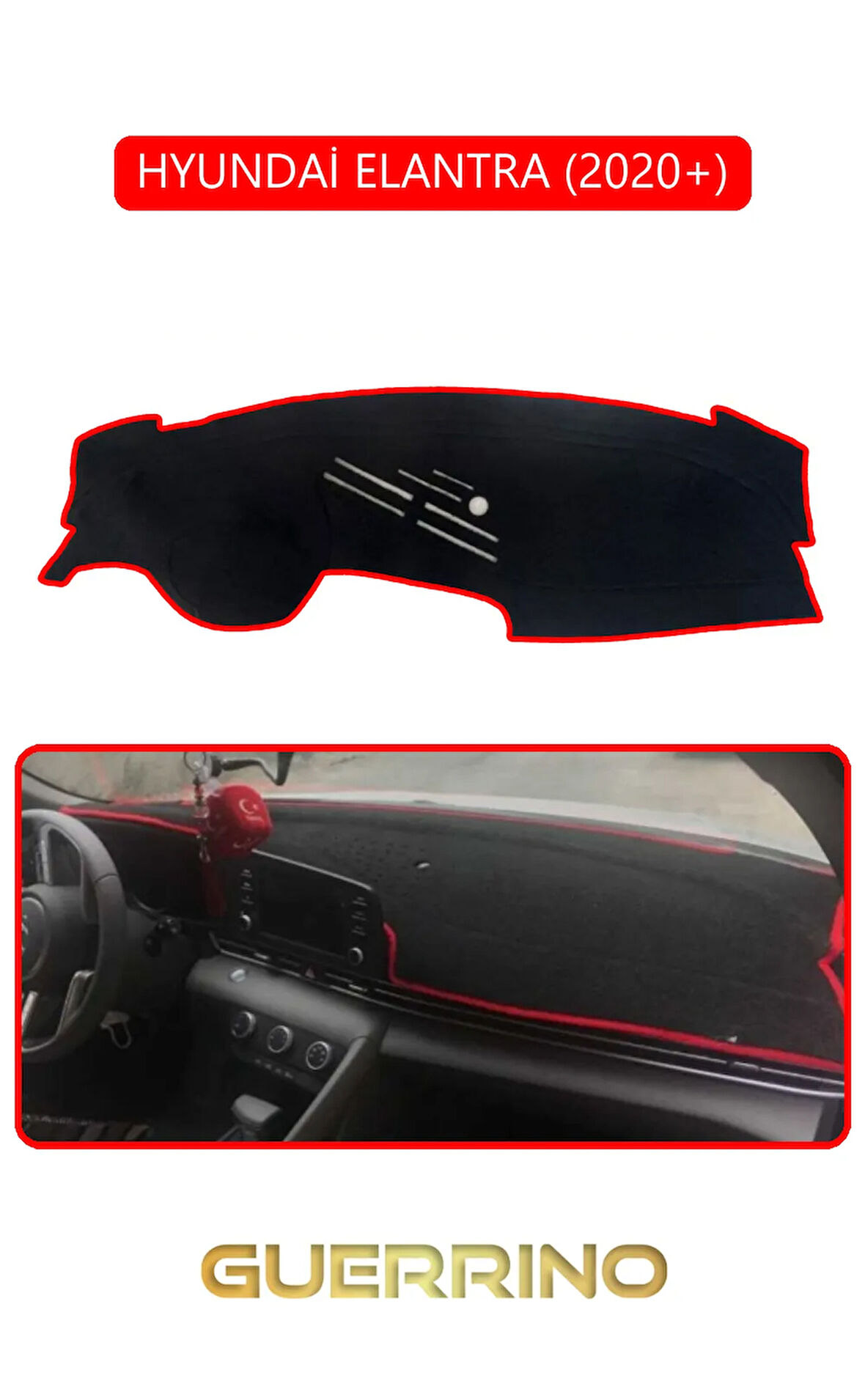 HYUNDAİ ELANTRA 2020+TORPİDO KORUMA HALISI KIRMIZI KENAR