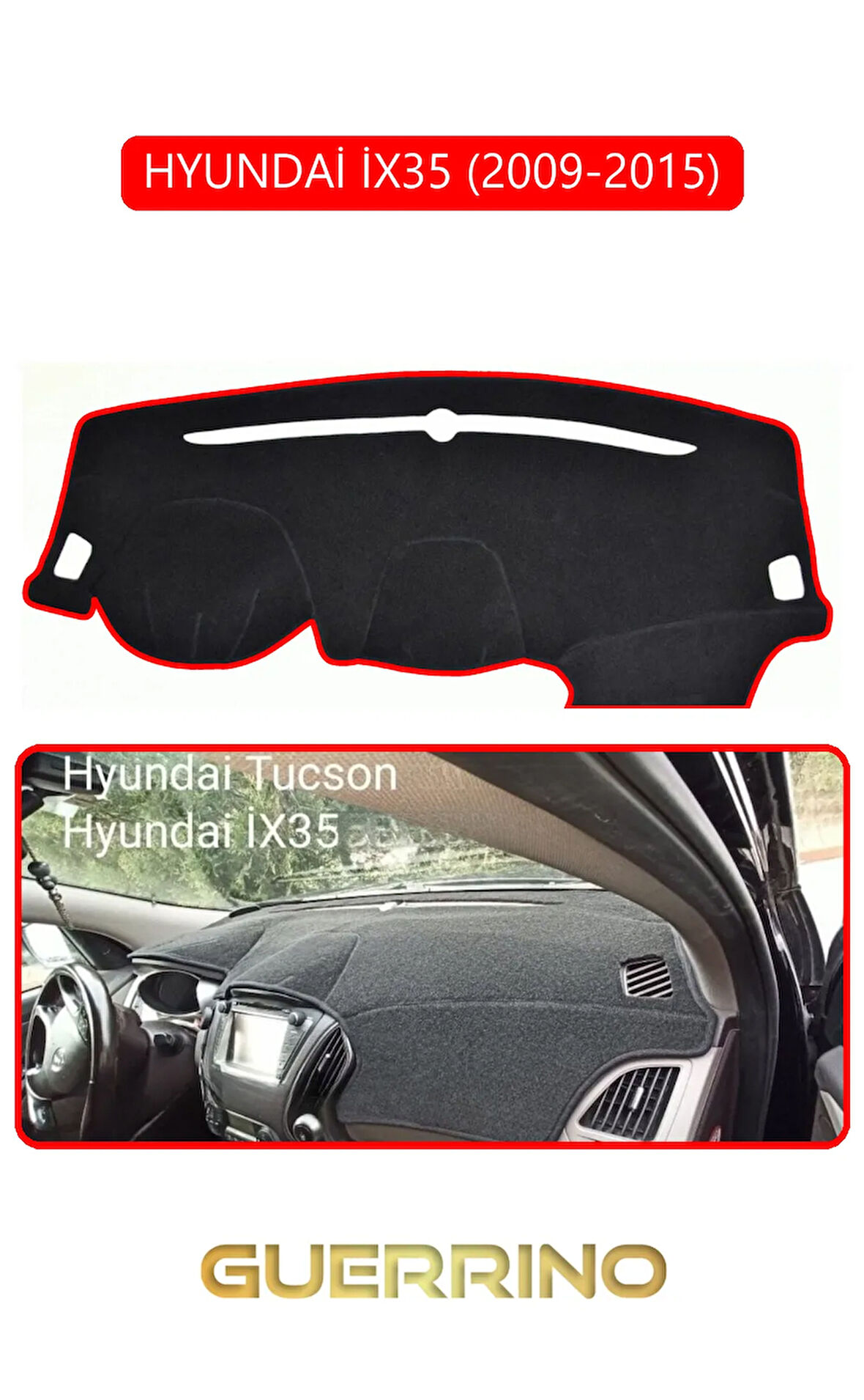 HYUNDAİ İX35 2009-2015TORPİDO KORUMA HALISI KIRMIZI KENAR