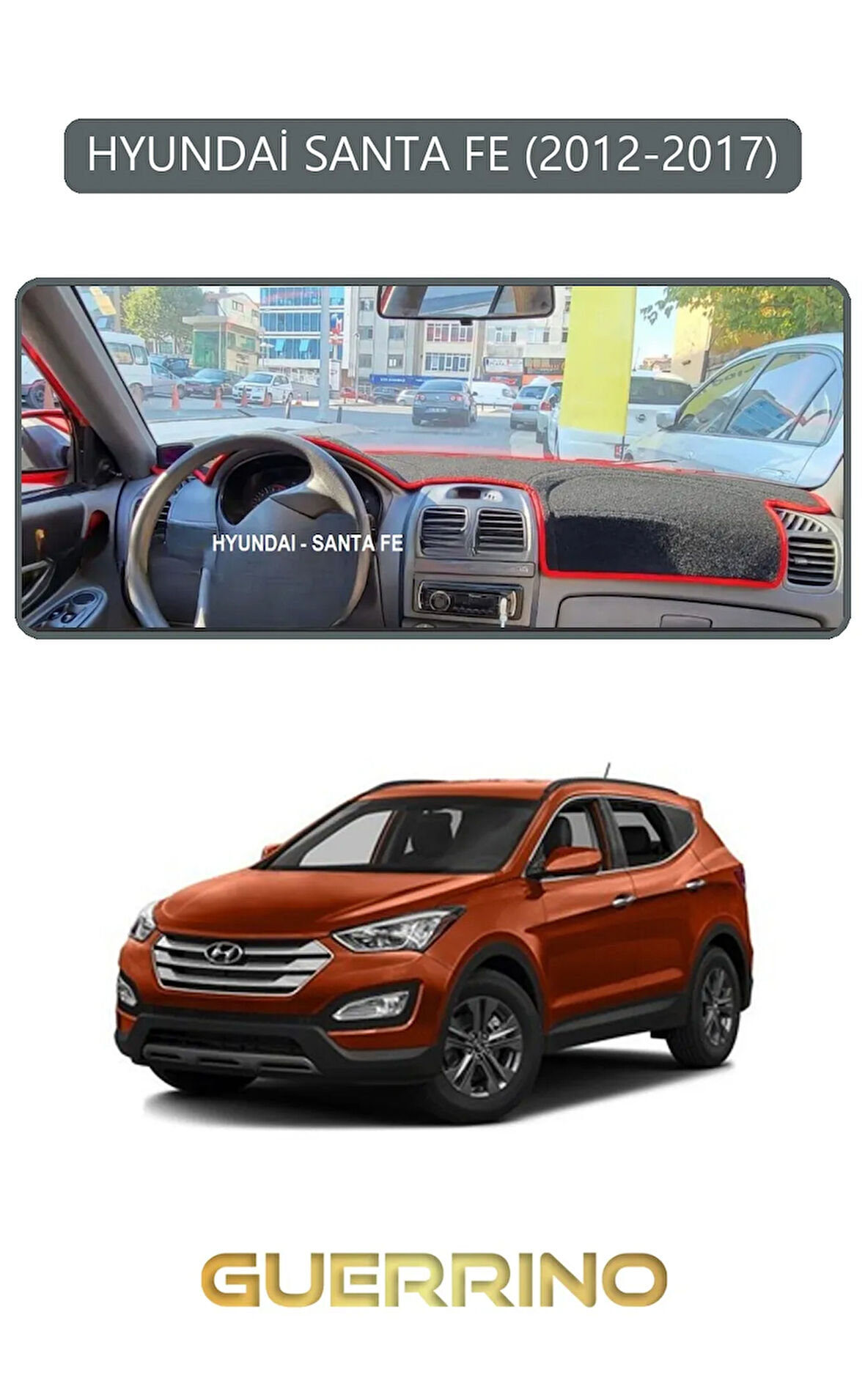 HYUNDAİ SANTA FE 2012-2017TORPİDO KORUMA HALISI GRİ KENAR