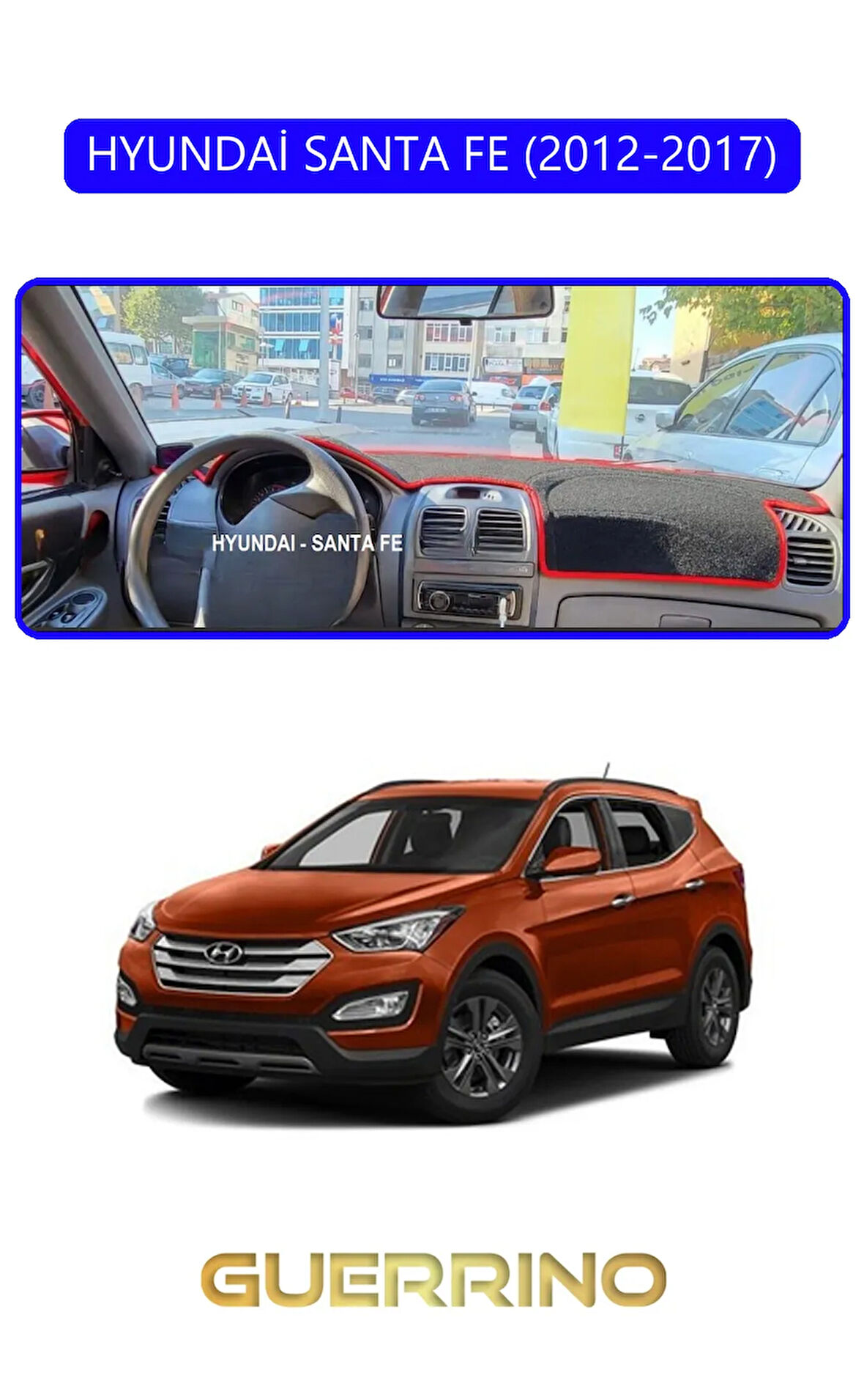 HYUNDAİ SANTA FE 2012-2017TORPİDO KORUMA HALISI MAVİ KENAR