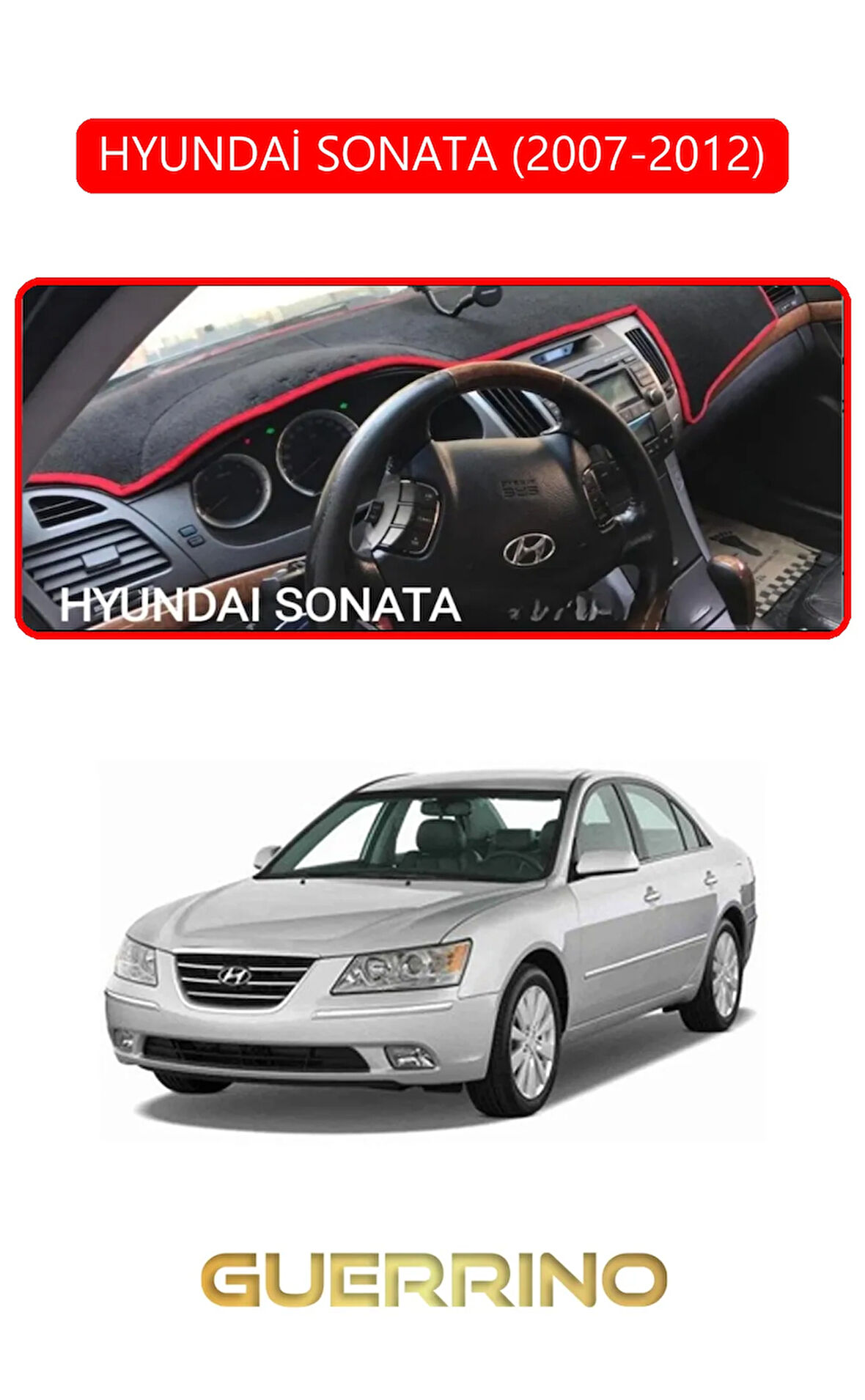 HYUNDAİ SONATA 2007-2012TORPİDO KORUMA HALISI KIRMIZI KENAR
