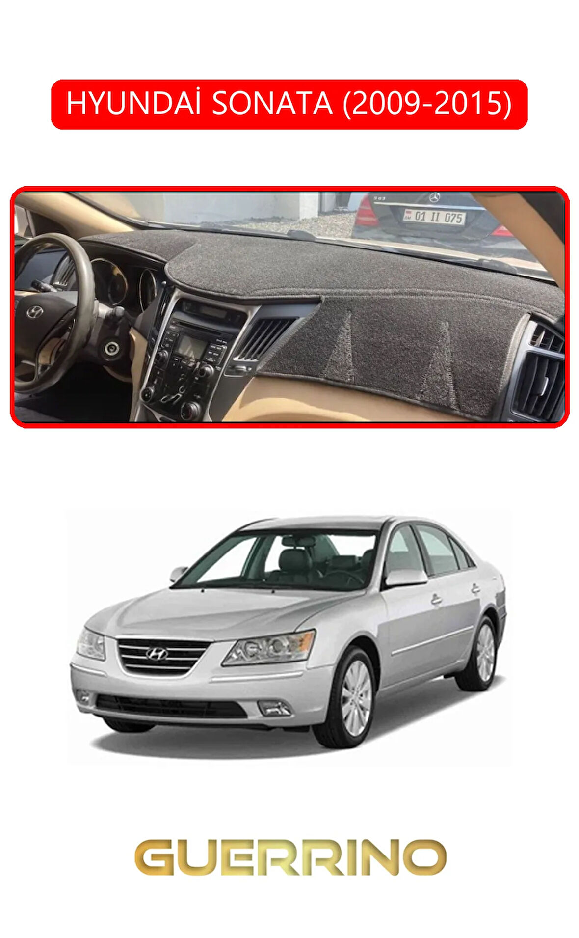 HYUNDAİ SONATA 2009-2015TORPİDO KORUMA HALISI KIRMIZI KENAR