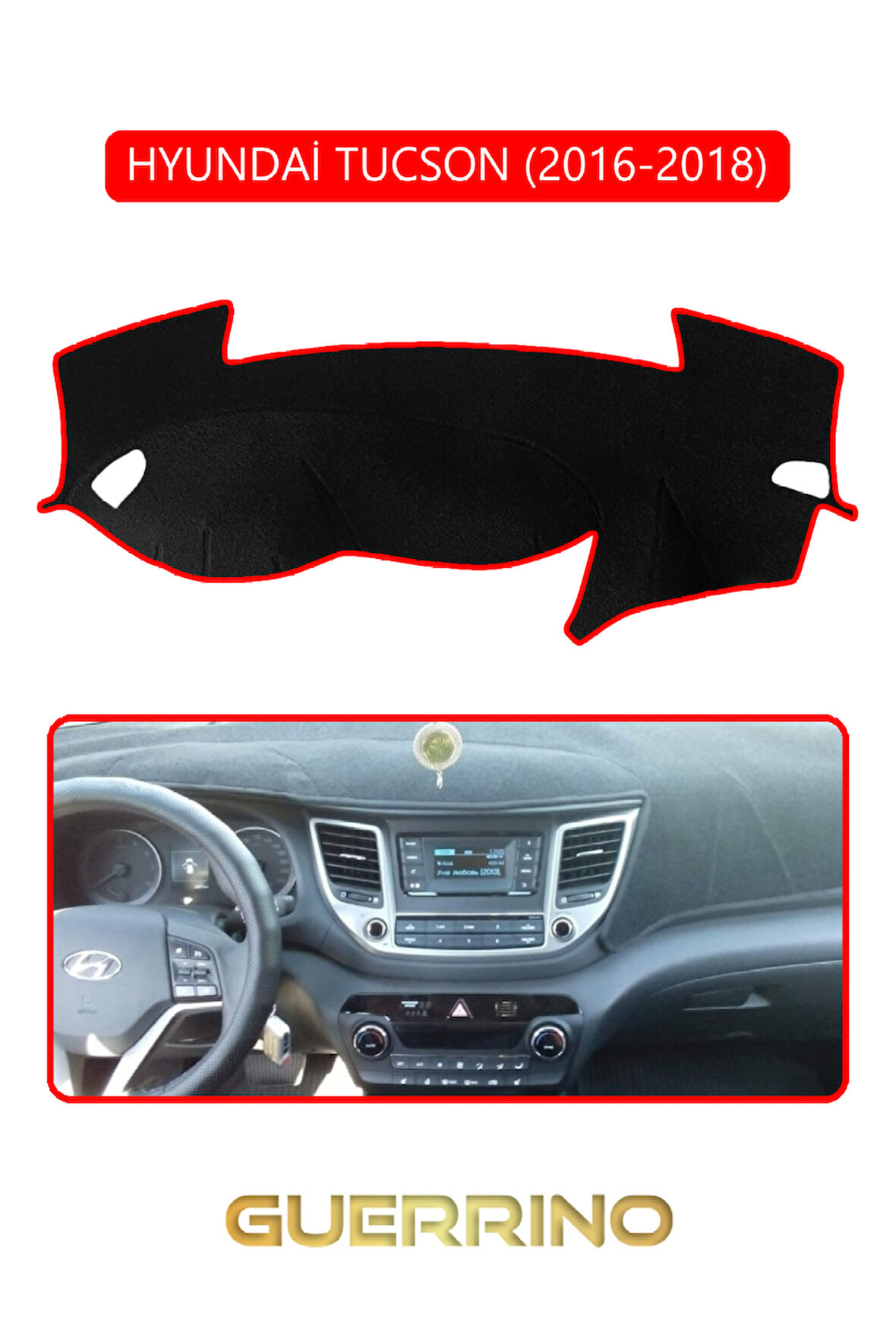 HYUNDAİ TUCSON 2016-2018TORPİDO KORUMA HALISI KIRMIZI KENAR