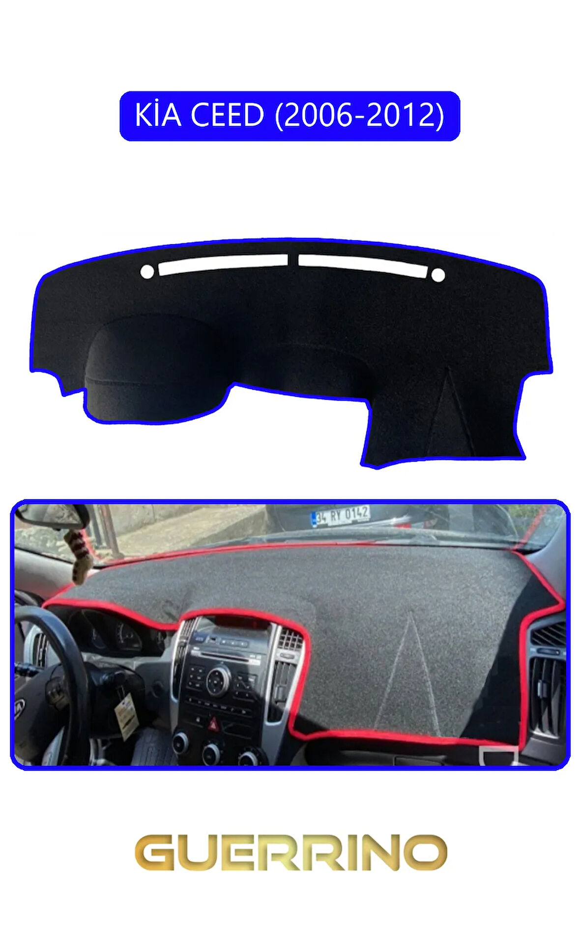 KİA CEED 2006-2012TORPİDO KORUMA HALISI MAVİ KENAR