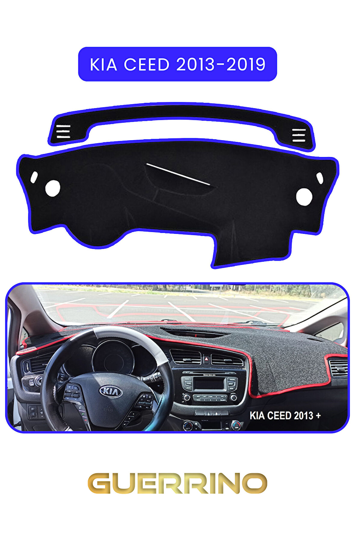 KİA CEED 2013-2019TORPİDO KORUMA HALISI MAVİ KENAR