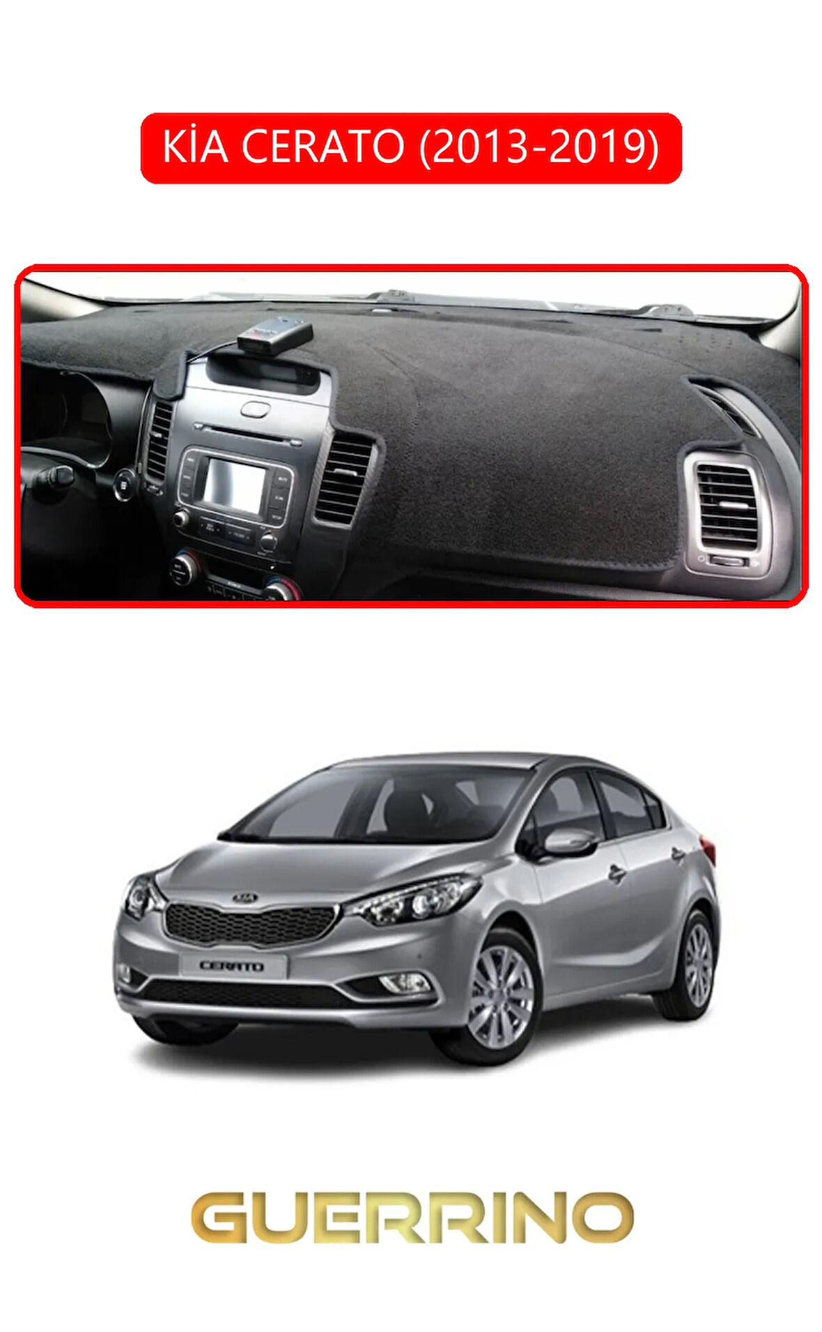 KİA CERATO 2013-2019TORPİDO KORUMA HALISI KIRMIZI KENAR