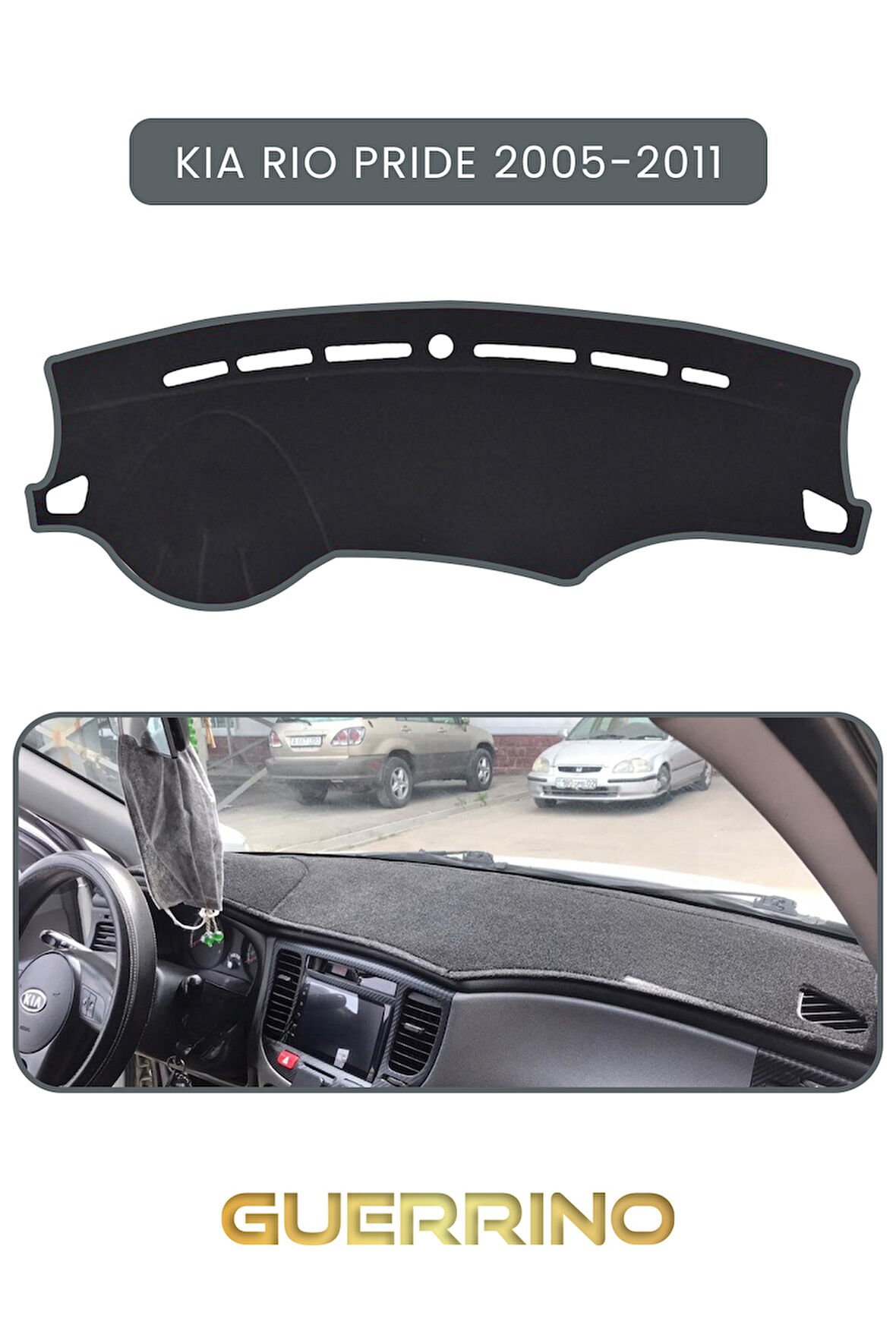 KİA RİO PRİDE 2005-2011TORPİDO KORUMA HALISI GRİ KENAR