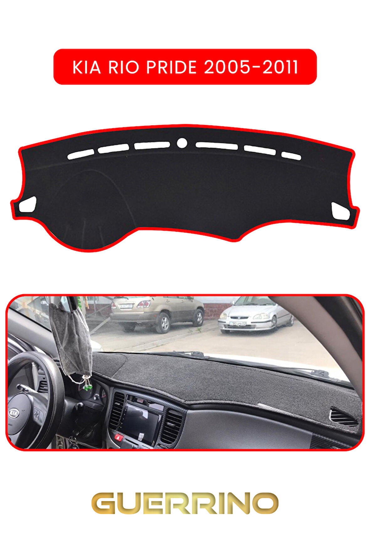KİA RİO PRİDE 2005-2011TORPİDO KORUMA HALISI KIRMIZI KENAR