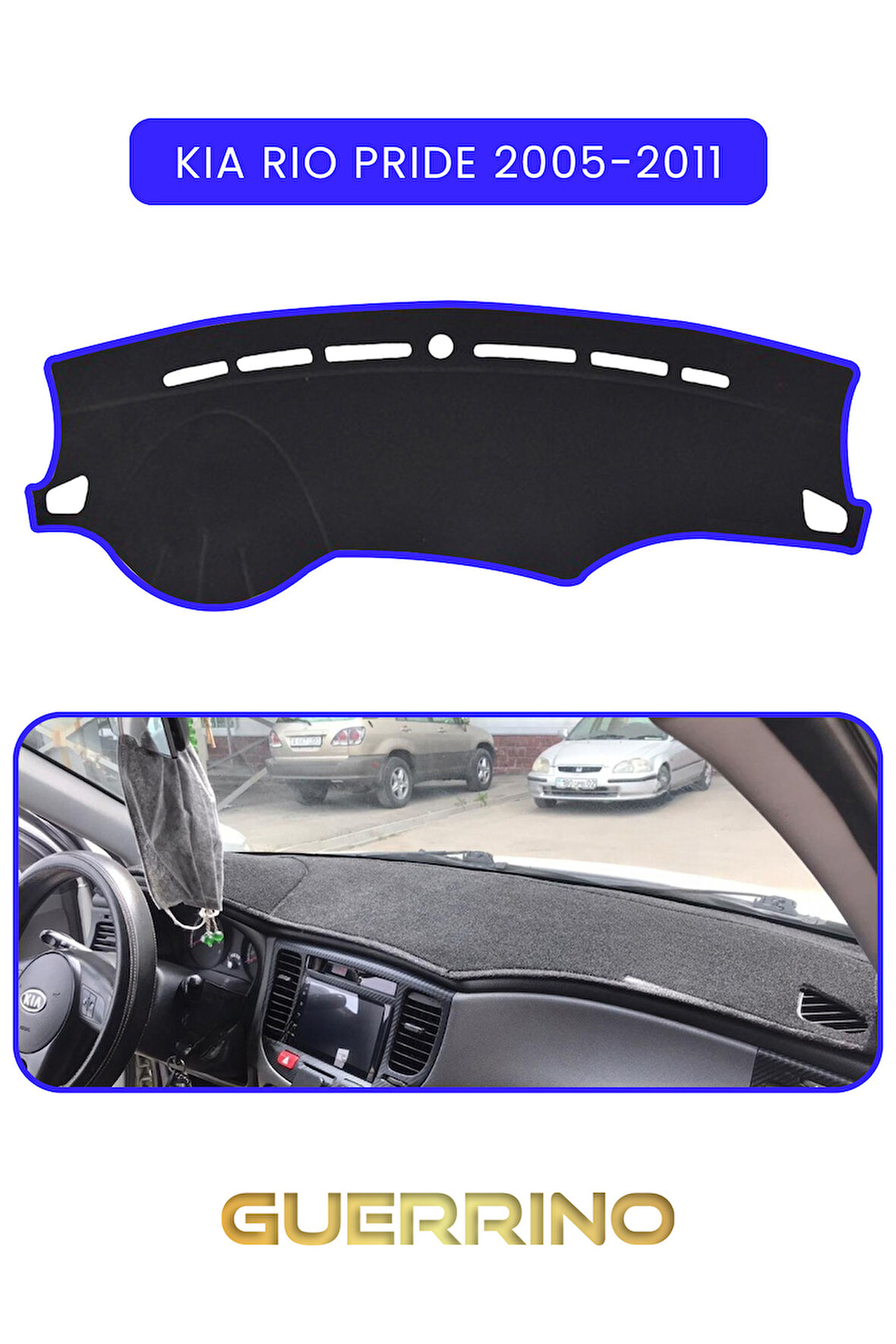 KİA RİO PRİDE 2005-2011TORPİDO KORUMA HALISI MAVİ KENAR
