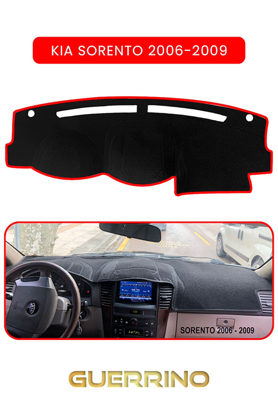 KİA SORENTO 2006-2009TORPİDO KORUMA HALISI KIRMIZI KENAR