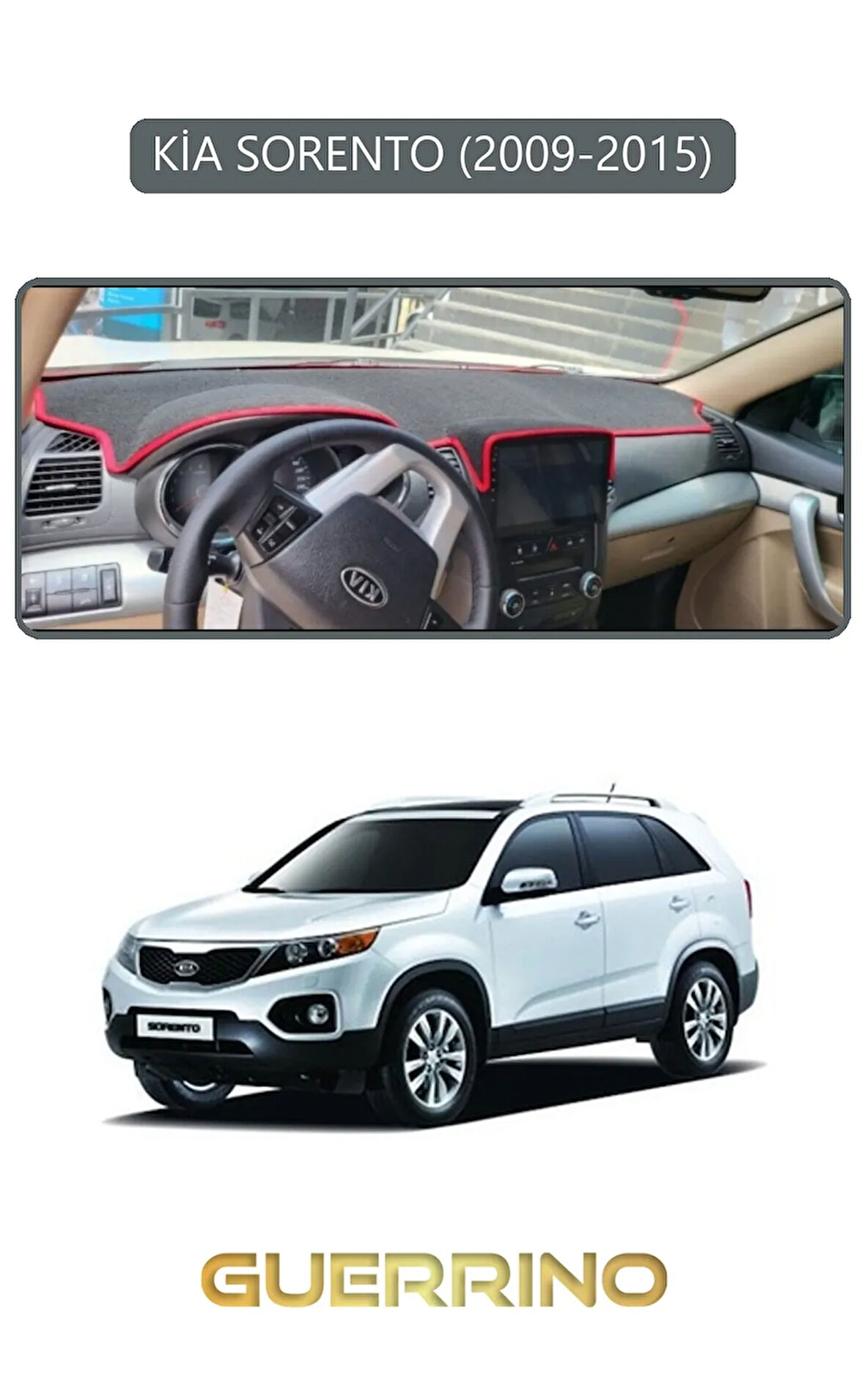 KİA SORENTO 2009-2015TORPİDO KORUMA HALISI GRİ KENAR