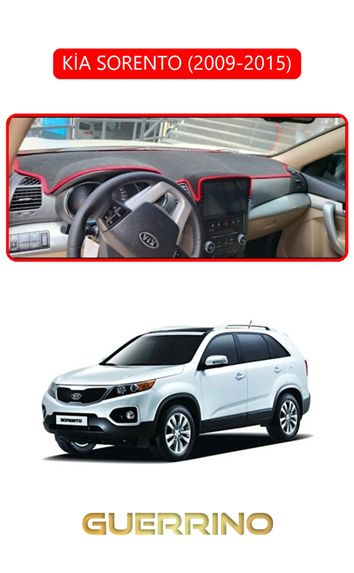 KİA SORENTO 2009-2015TORPİDO KORUMA HALISI KIRMIZI KENAR