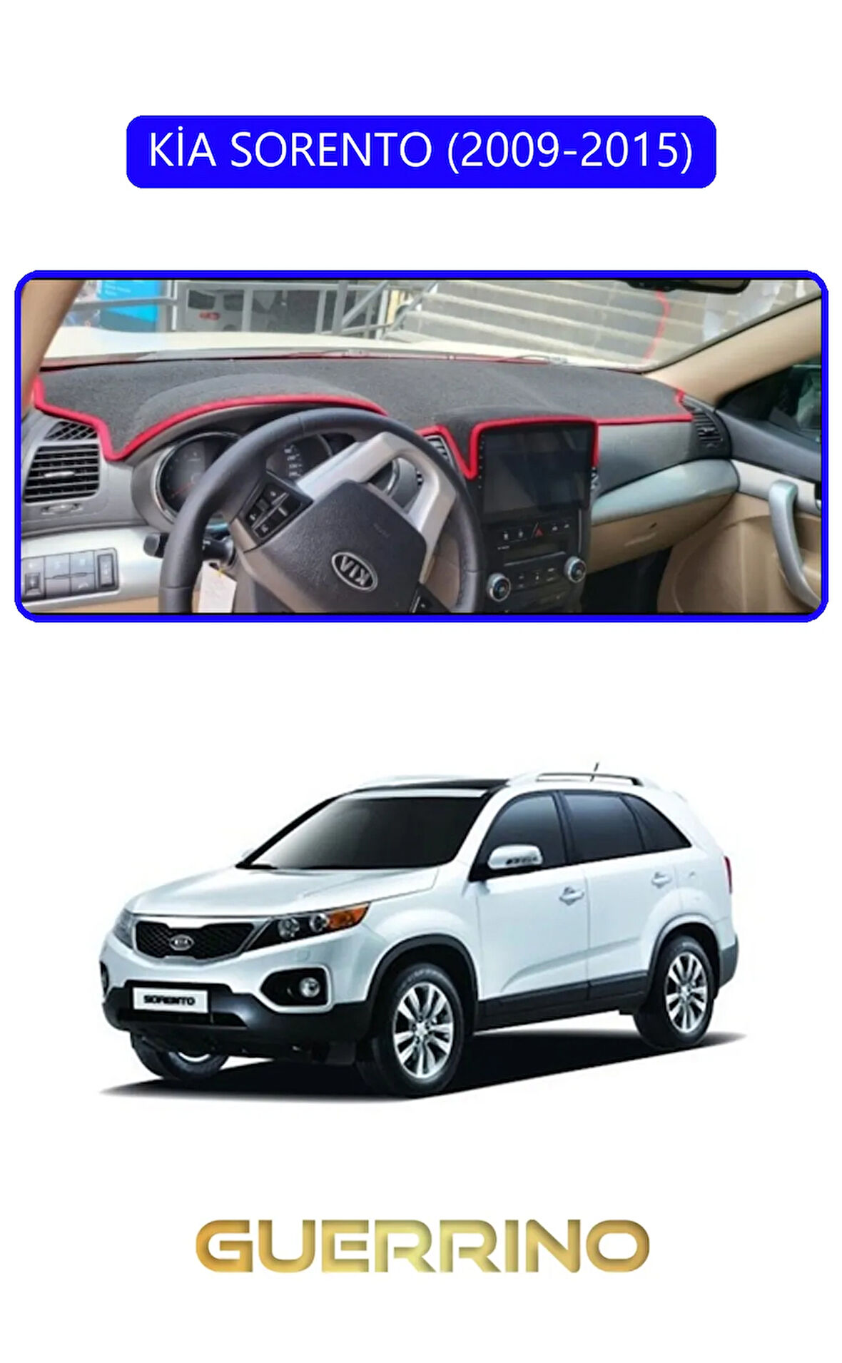 KİA SORENTO 2009-2015TORPİDO KORUMA HALISI MAVİ KENAR