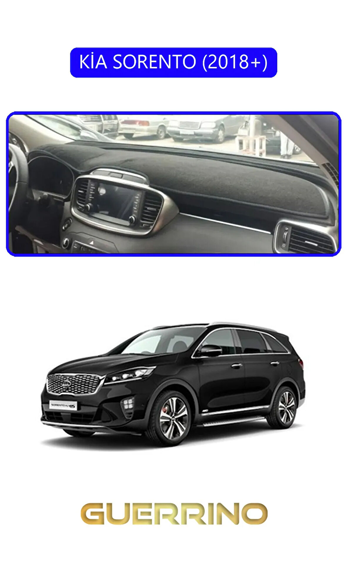 KİA SORENTO 2018+TORPİDO KORUMA HALISI MAVİ KENAR