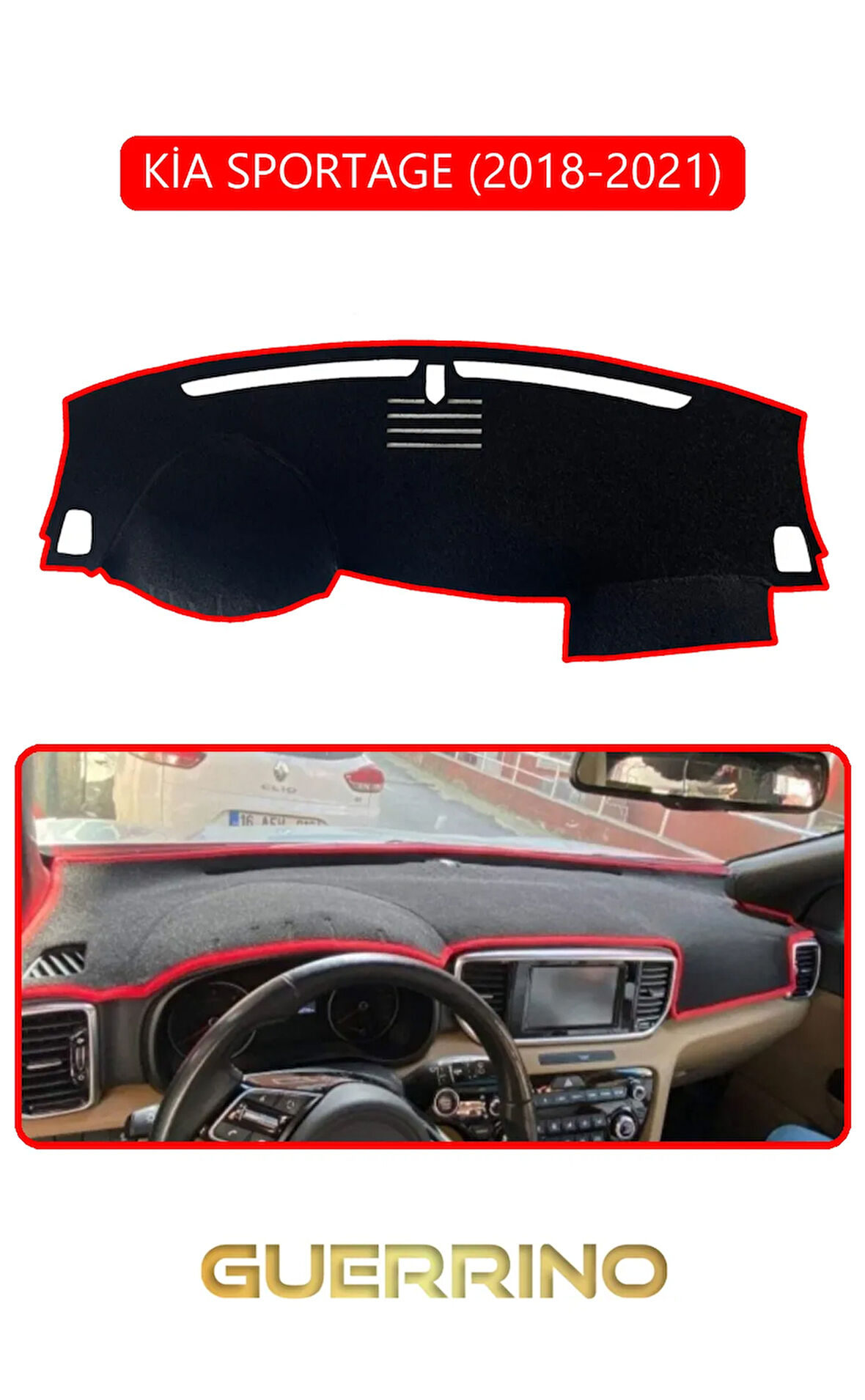 KİA SPORTAGE 2018-2021TORPİDO KORUMA HALISI KIRMIZI KENAR