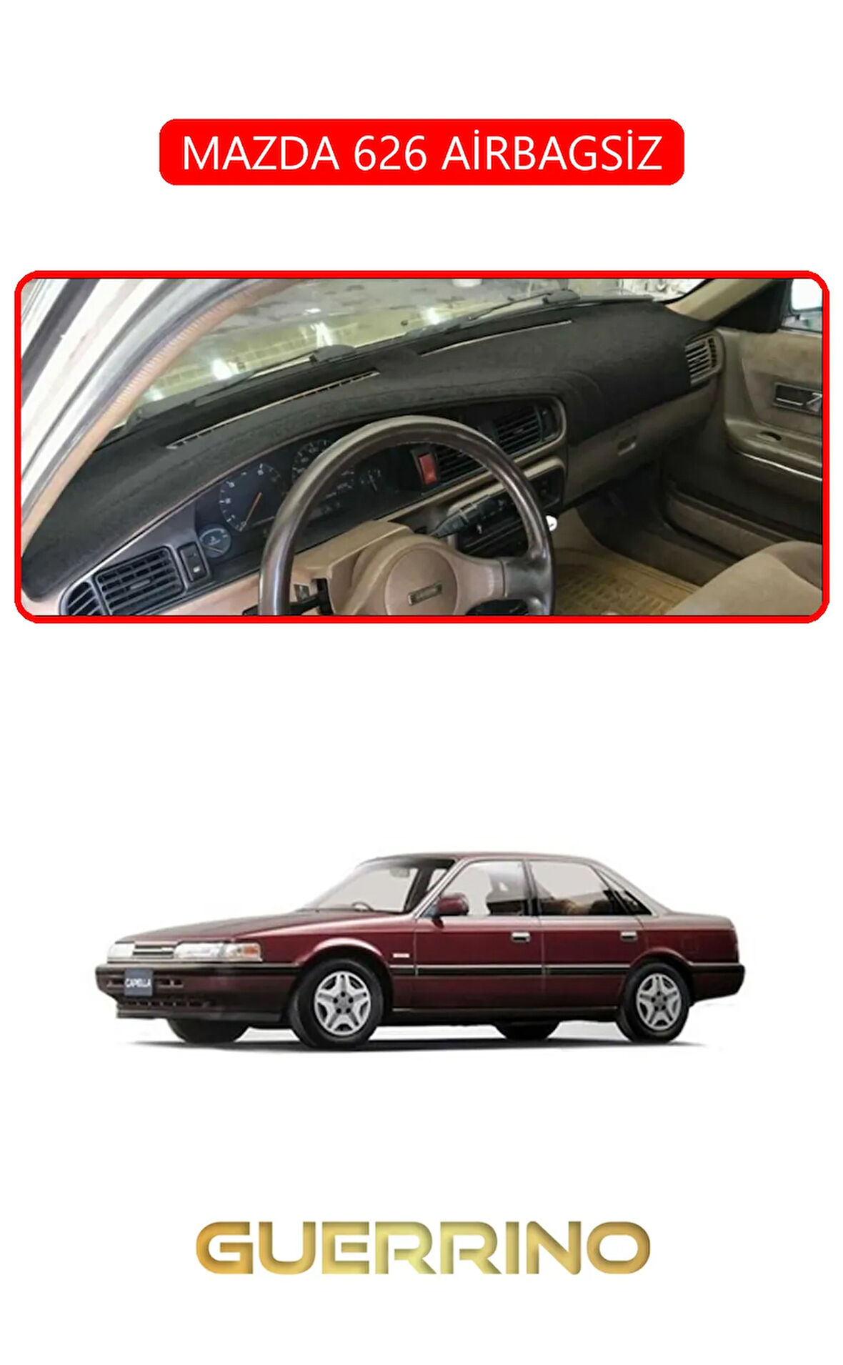 MAZDA 626 AİRBAGSİZTORPİDO KORUMA HALISI KIRMIZI KENAR