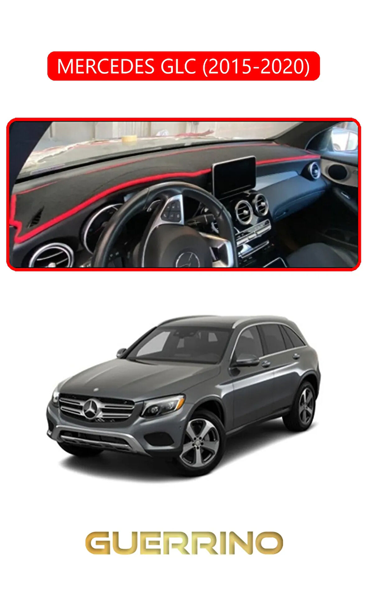 MERCEDES GLC 2015-2020TORPİDO KORUMA HALISI KIRMIZI KENAR