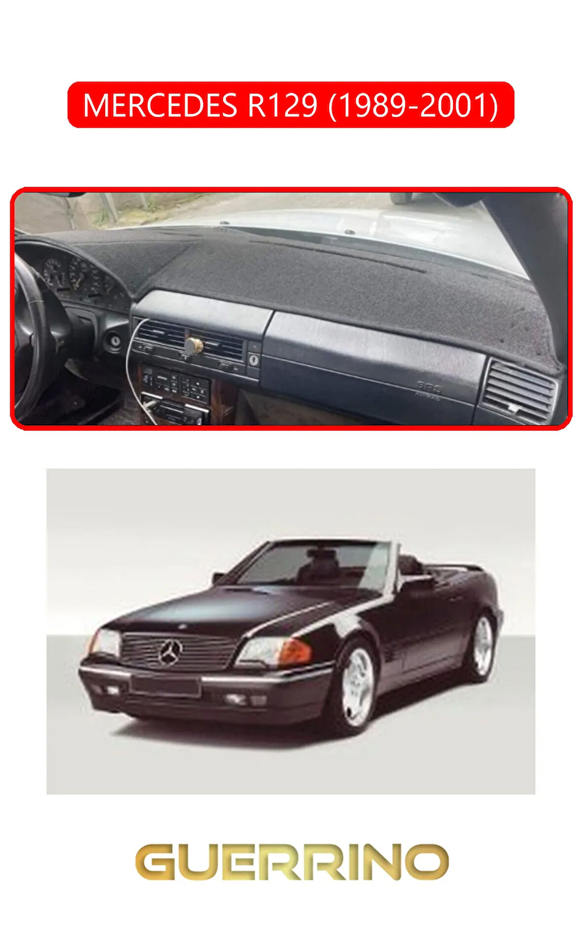 MERCEDES R129 1989-2001TORPİDO KORUMA HALISI KIRMIZI KENAR