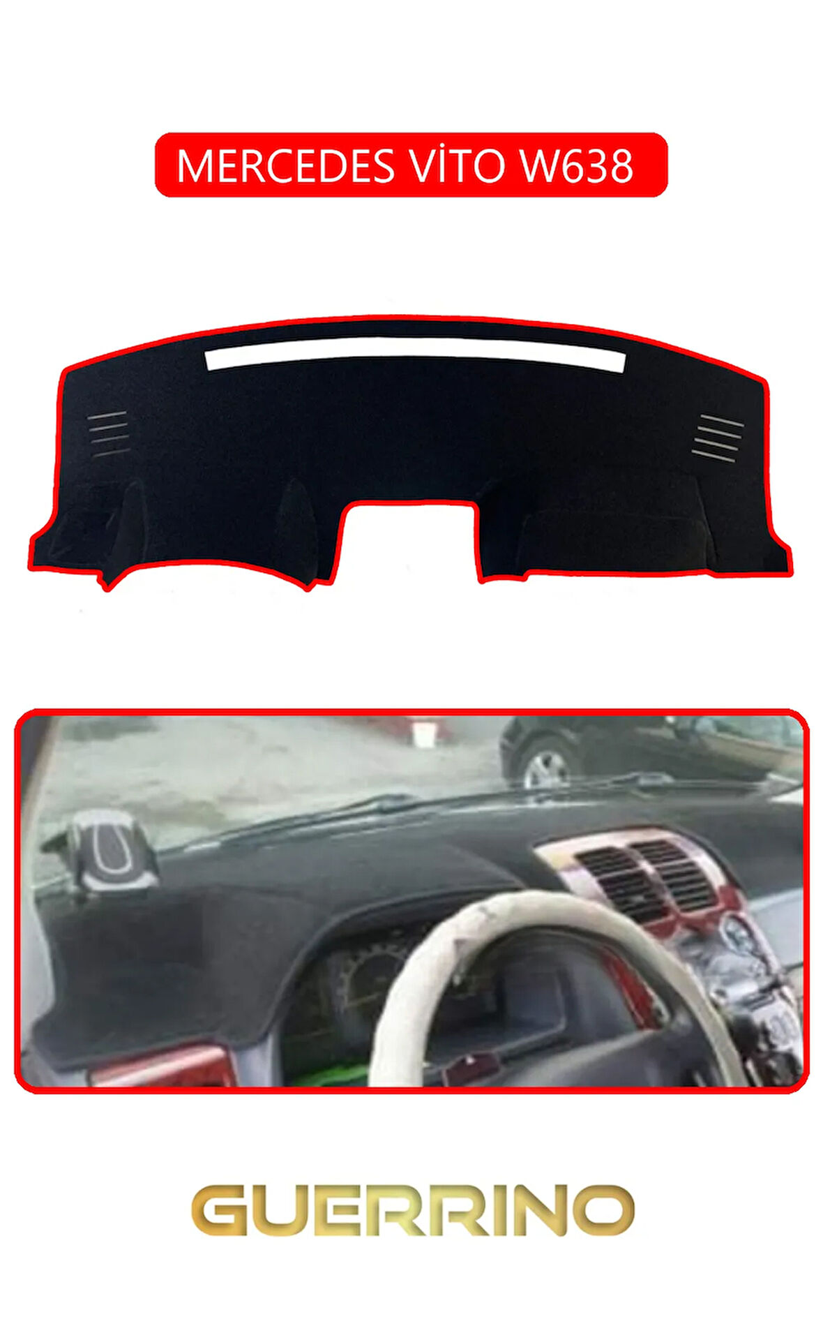 MERCEDES VİTO W638 TORPİDO KORUMA HALISI KIRMIZI KENAR