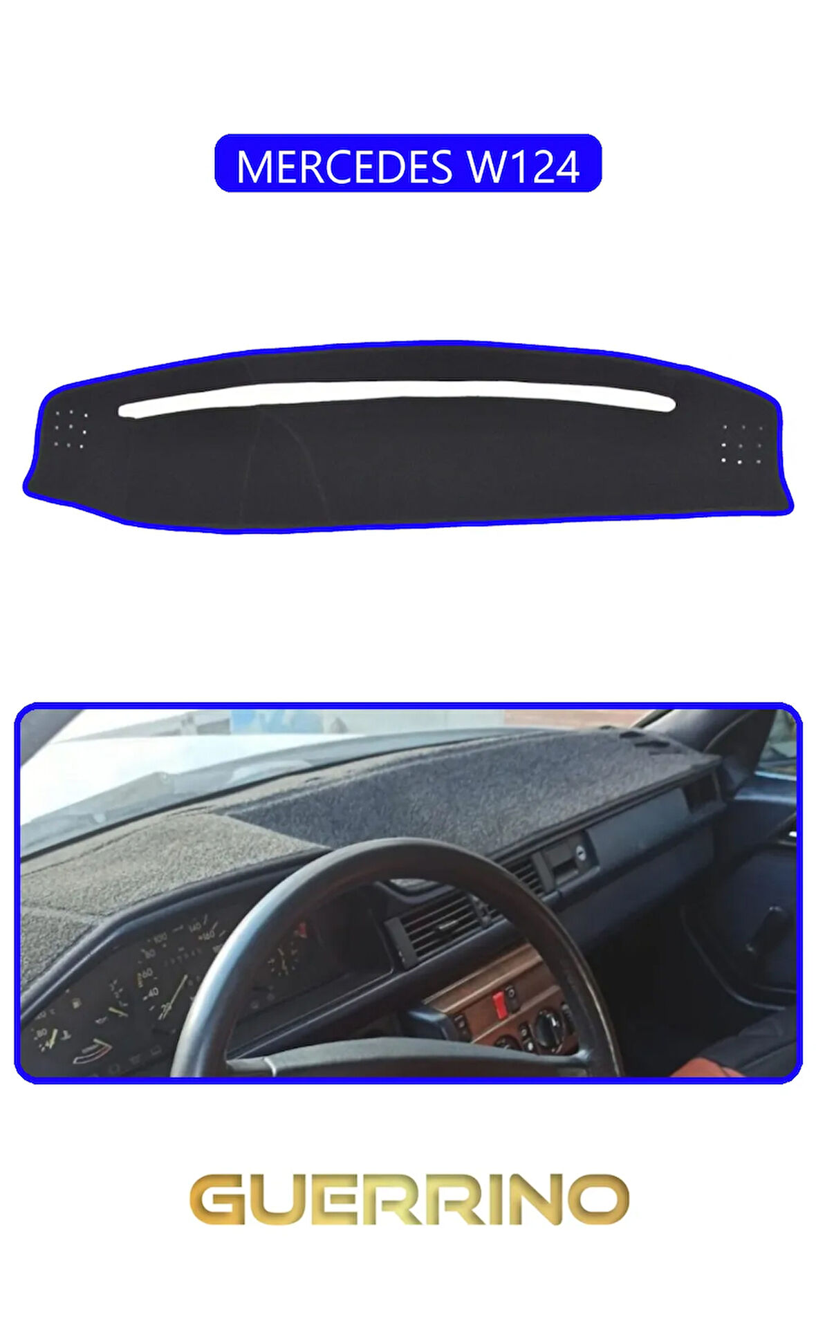 MERCEDES W124TORPİDO KORUMA HALISI MAVİ KENAR