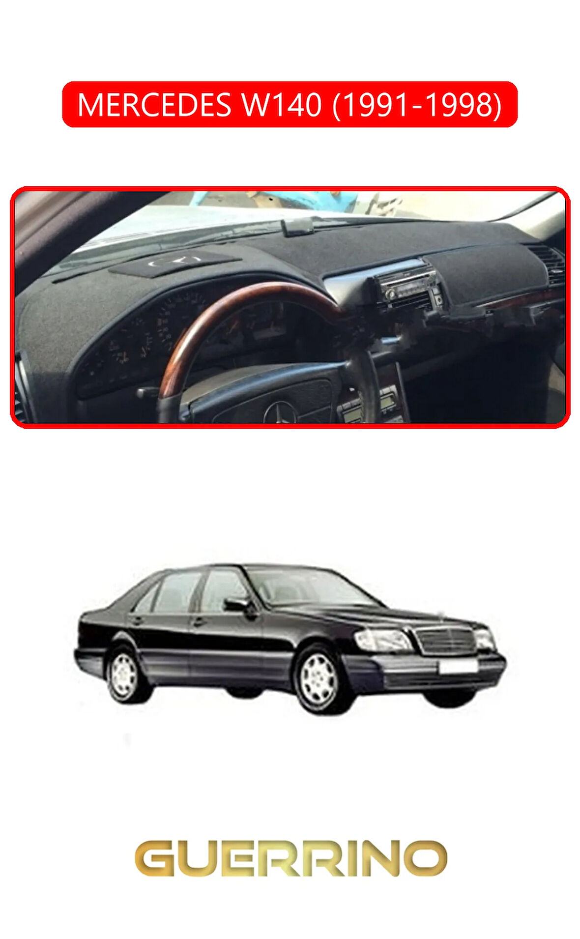 MERCEDES W140 1991-1998TORPİDO KORUMA HALISI KIRMIZI KENAR