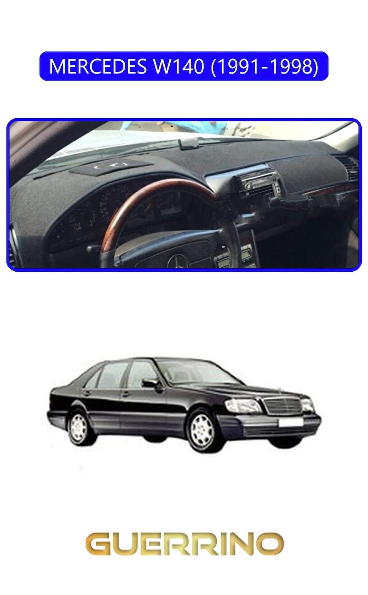 MERCEDES W140 1991-1998TORPİDO KORUMA HALISI MAVİ KENAR