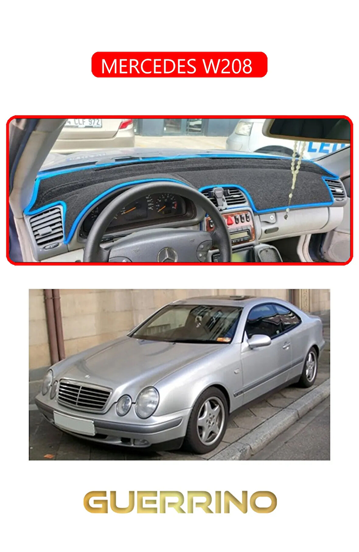 MERCEDES W208 TORPİDO KORUMA HALISI KIRMIZI KENAR