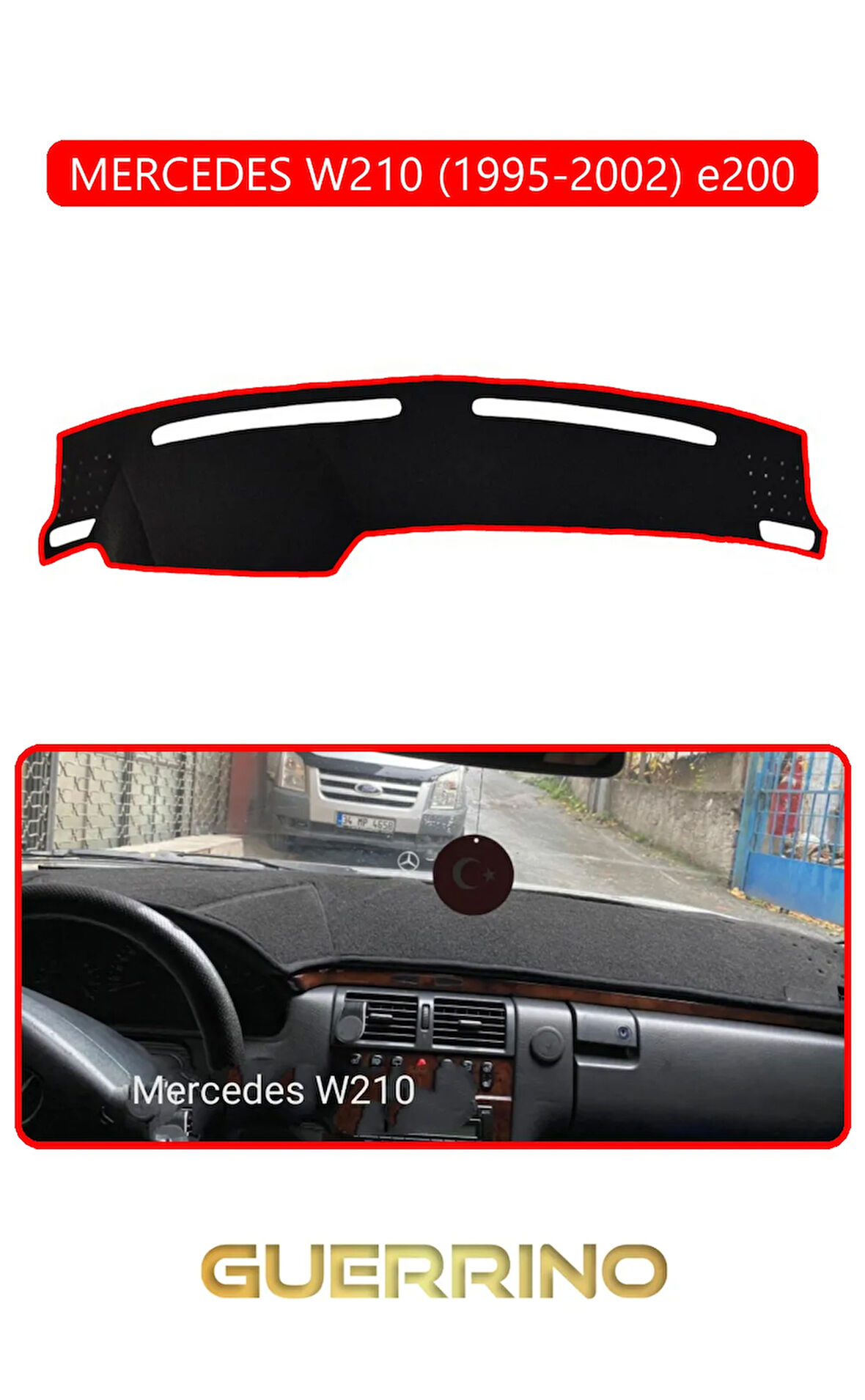 MERCEDES W210 1995-2002 e200TORPİDO KORUMA HALISI KIRMIZI KENAR