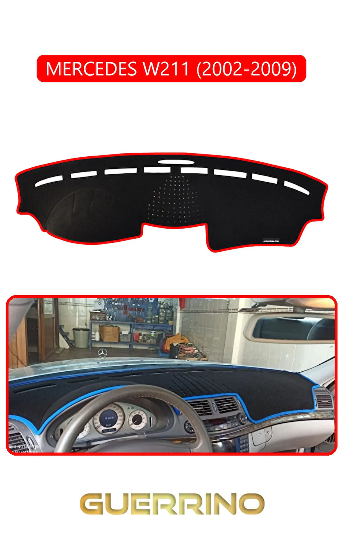 MERCEDES W211 2002-2009TORPİDO KORUMA HALISI KIRMIZI KENAR