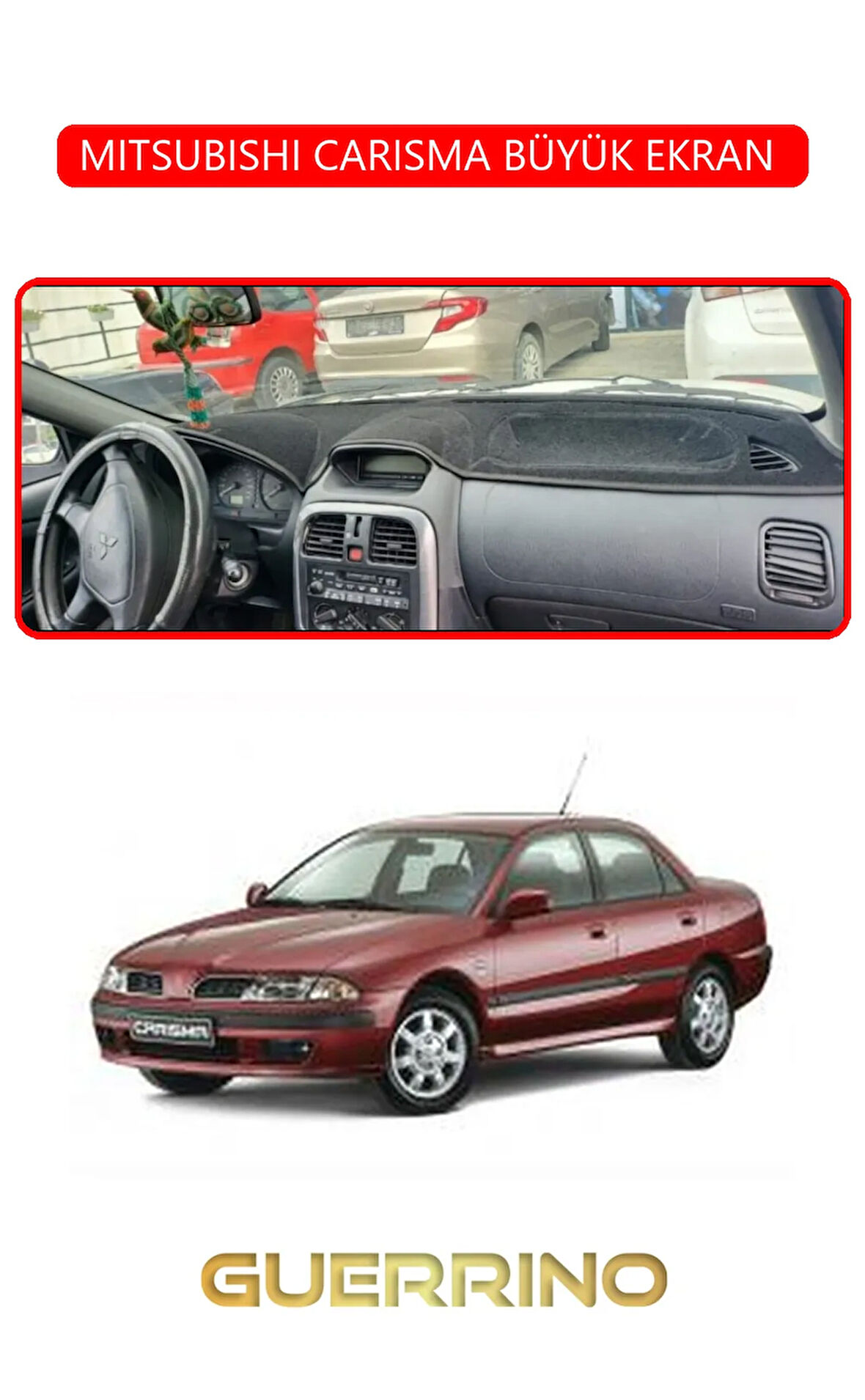 MITSUBISHI CARISMA BÜYÜK EKRAN TORPİDO KORUMA HALISI KIRMIZI KENAR