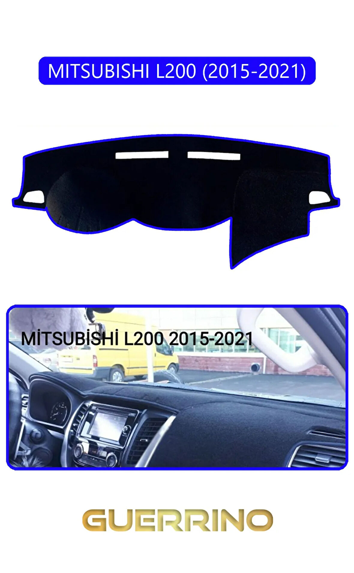 MITSUBISHI L200 2015-2021TORPİDO KORUMA HALISI MAVİ KENAR
