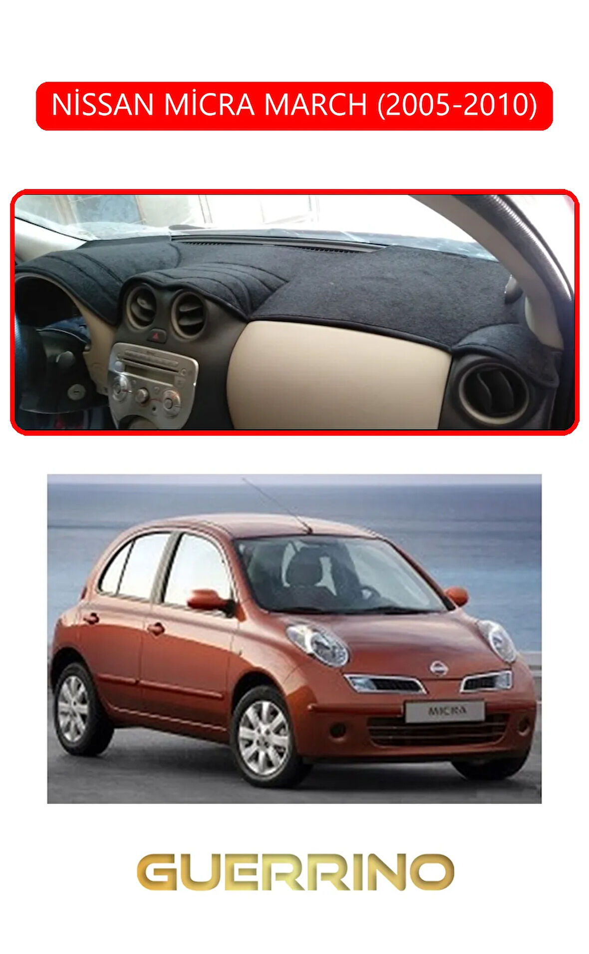 NİSSAN MİCRA MARCH 2005-2010TORPİDO KORUMA HALISI KIRMIZI KENAR