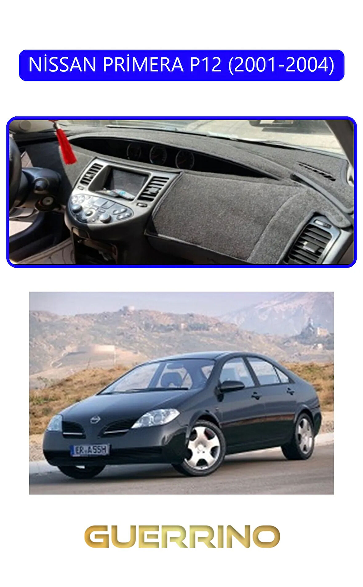 NİSSAN PRİMERA P12 2001-2004TORPİDO KORUMA HALISI MAVİ KENAR