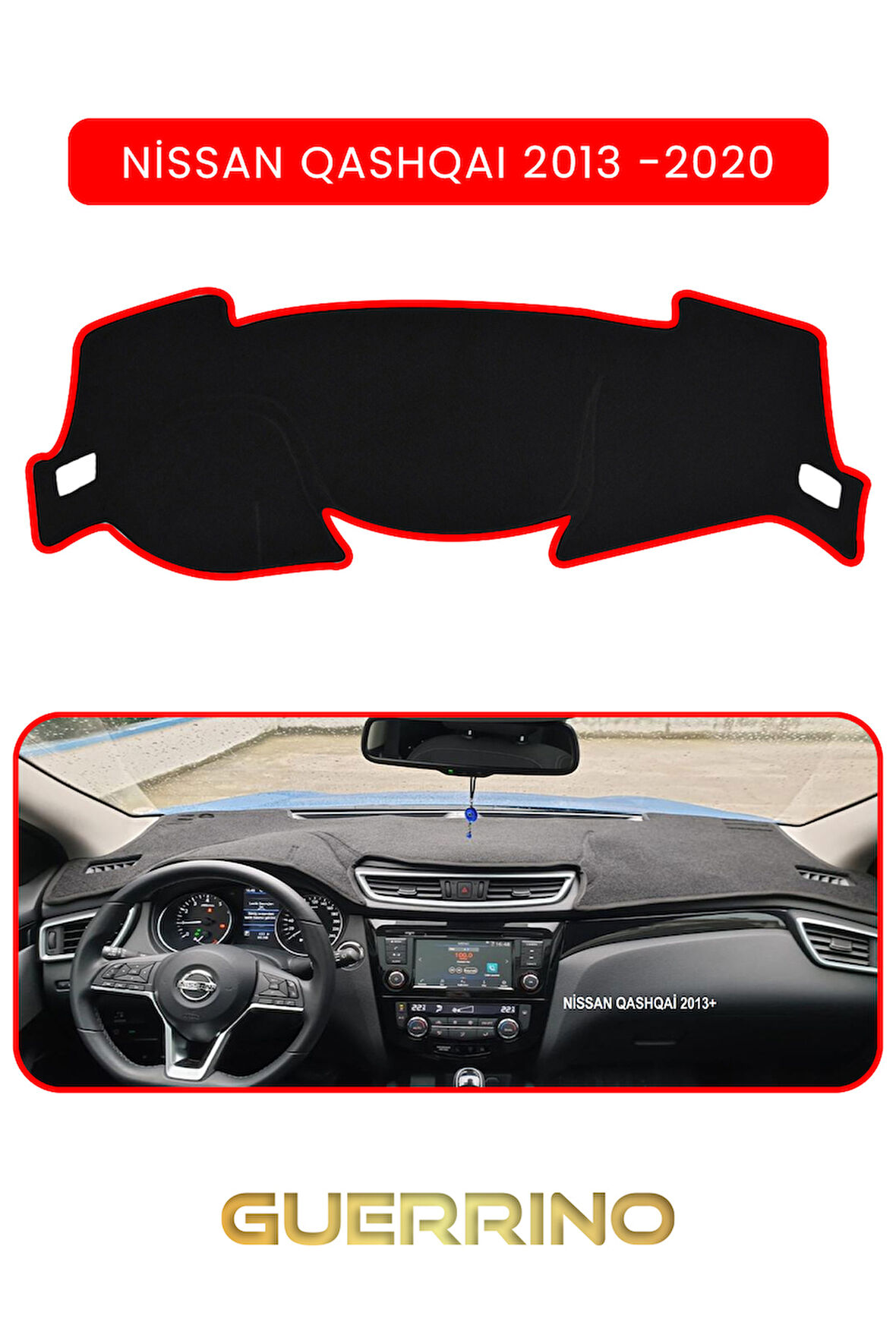 NİSSAN QASHQAI 2013 -2020TORPİDO KORUMA HALISI KIRMIZI KENAR