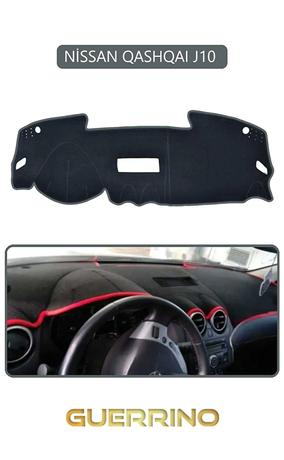 NİSSAN QASHQAI J10 TORPİDO KORUMA HALISI GRİ KENAR