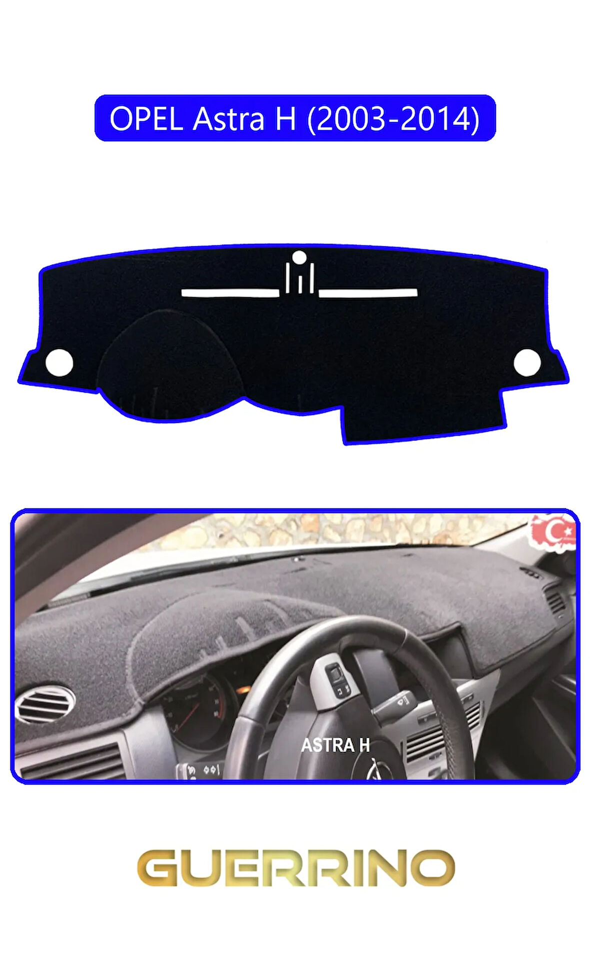 OPEL Astra H (2003-2014)TORPİDO KORUMA HALISI MAVİ KENAR