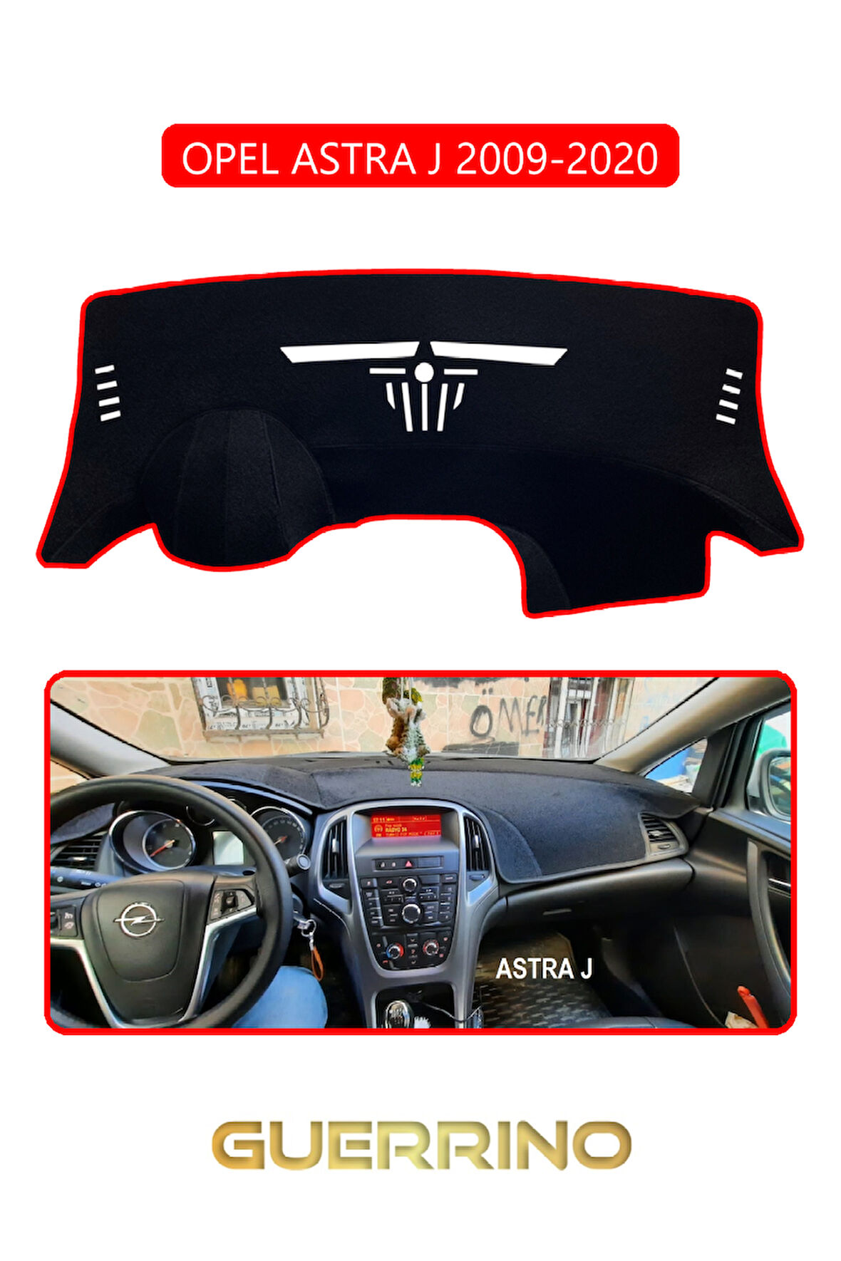 OPEL Astra J (2009-2020)TORPİDO KORUMA HALISI KIRMIZI KENAR