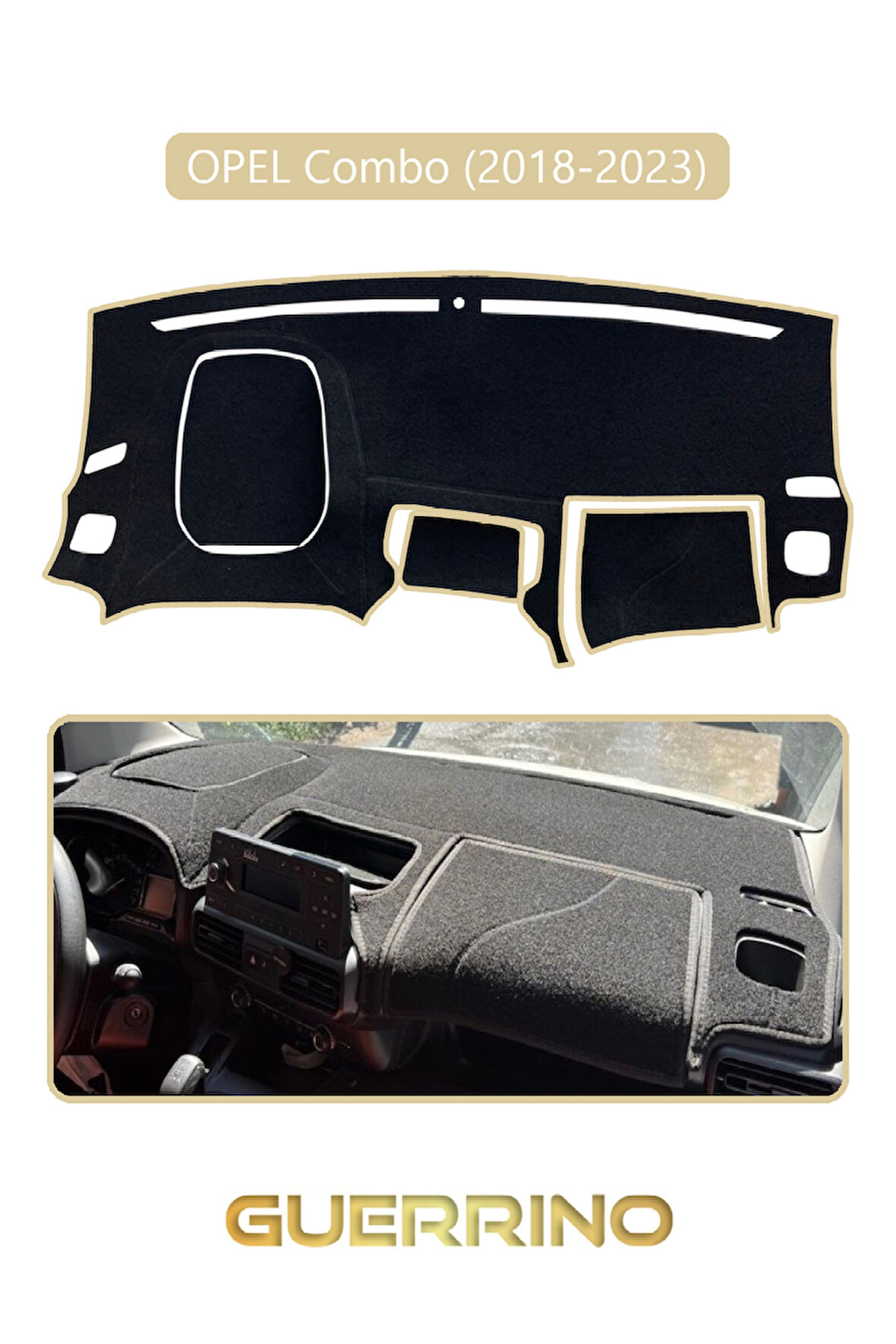 OPEL Combo 18+ (2018-2023)TORPİDO KORUMA HALISI BEJ KENAR