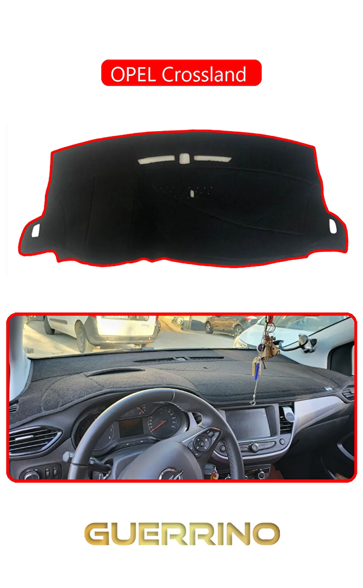 OPEL Crossland TORPİDO KORUMA HALISI KIRMIZI KENAR