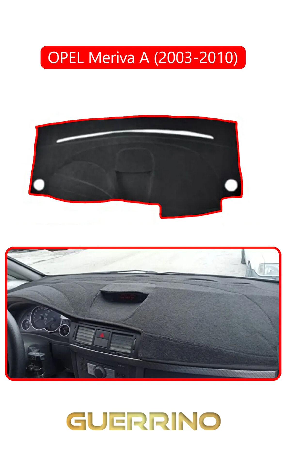 OPEL Meriva A (2003-2010)TORPİDO KORUMA HALISI KIRMIZI KENAR