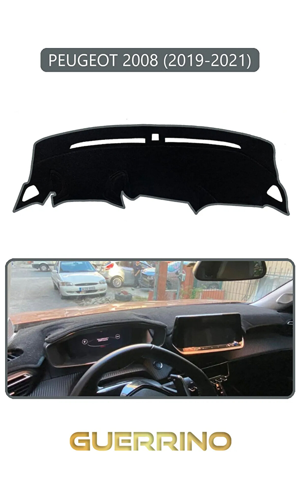 PEUGEOT 2008 (2019-2021)TORPİDO KORUMA HALISI GRİ KENAR