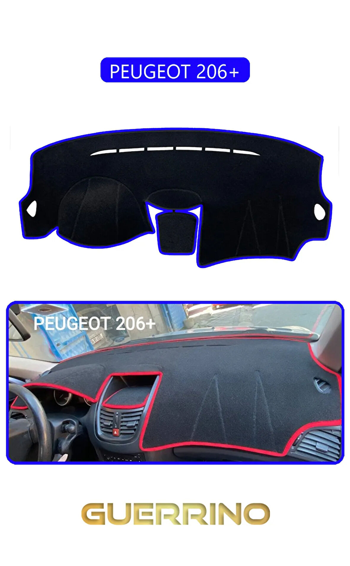 PEUGEOT 206+TORPİDO KORUMA HALISI MAVİ KENAR