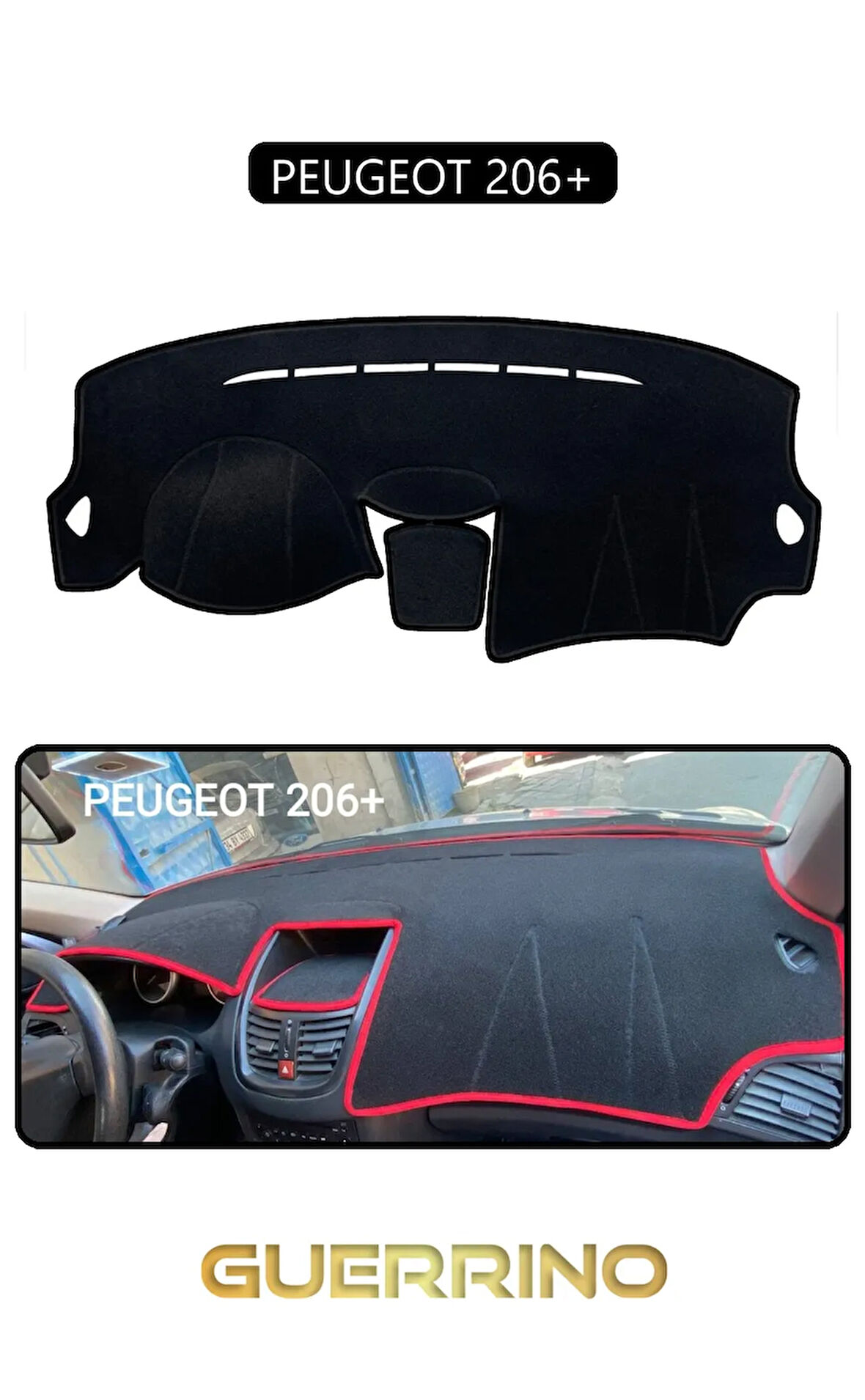 PEUGEOT 206+TORPİDO KORUMA HALISI SİYAH KENAR