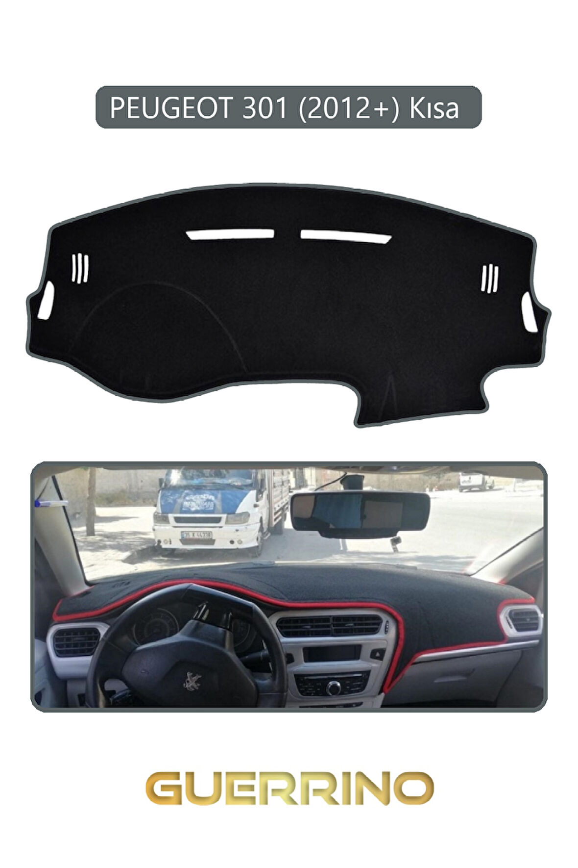 PEUGEOT 301 (2012+) TORPİDO KORUMA HALISI GRİ KENAR