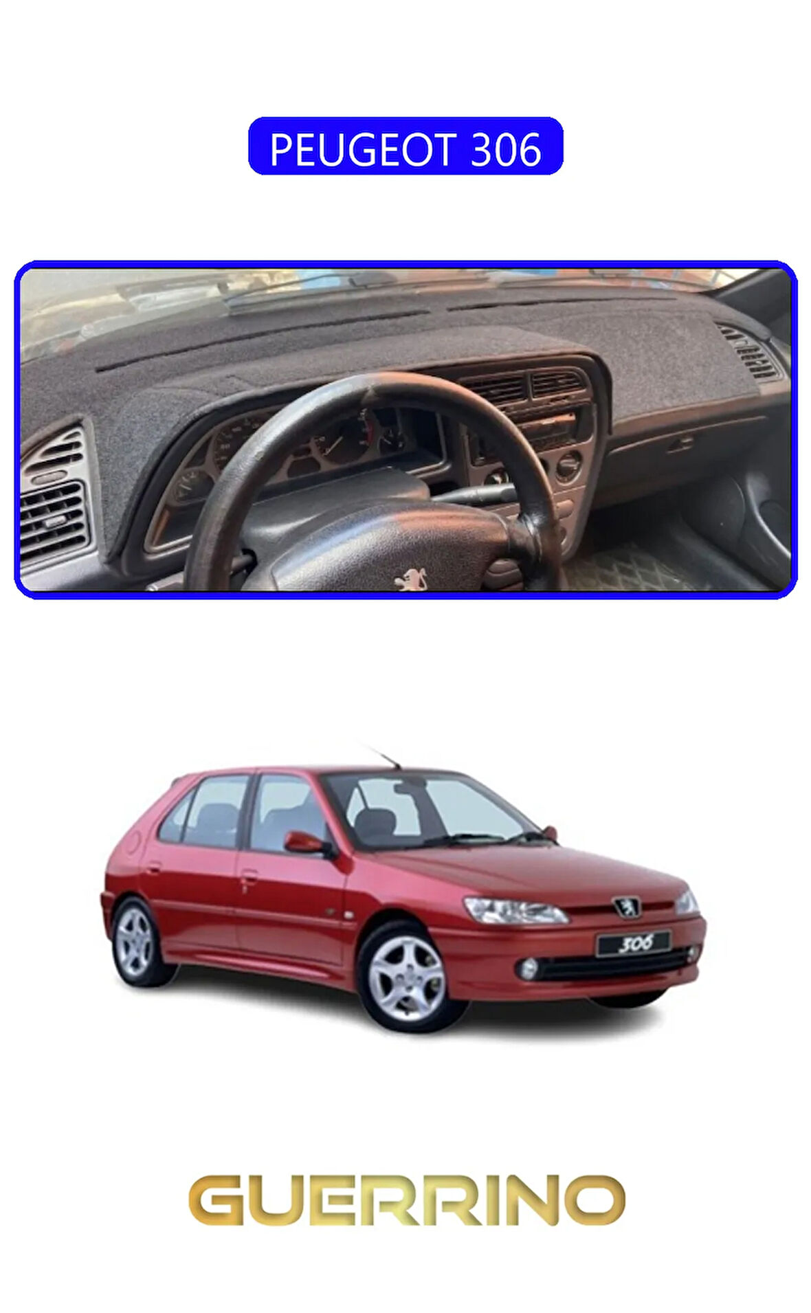 PEUGEOT 306TORPİDO KORUMA HALISI MAVİ KENAR